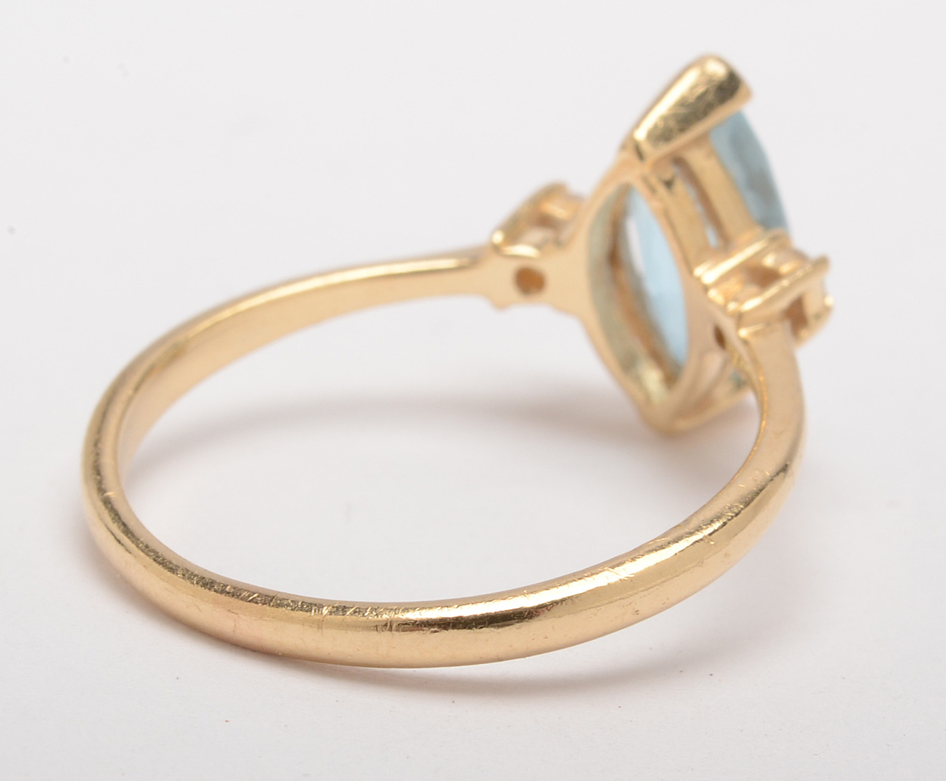 14K Gold Blue Topaz and Diamond Ring