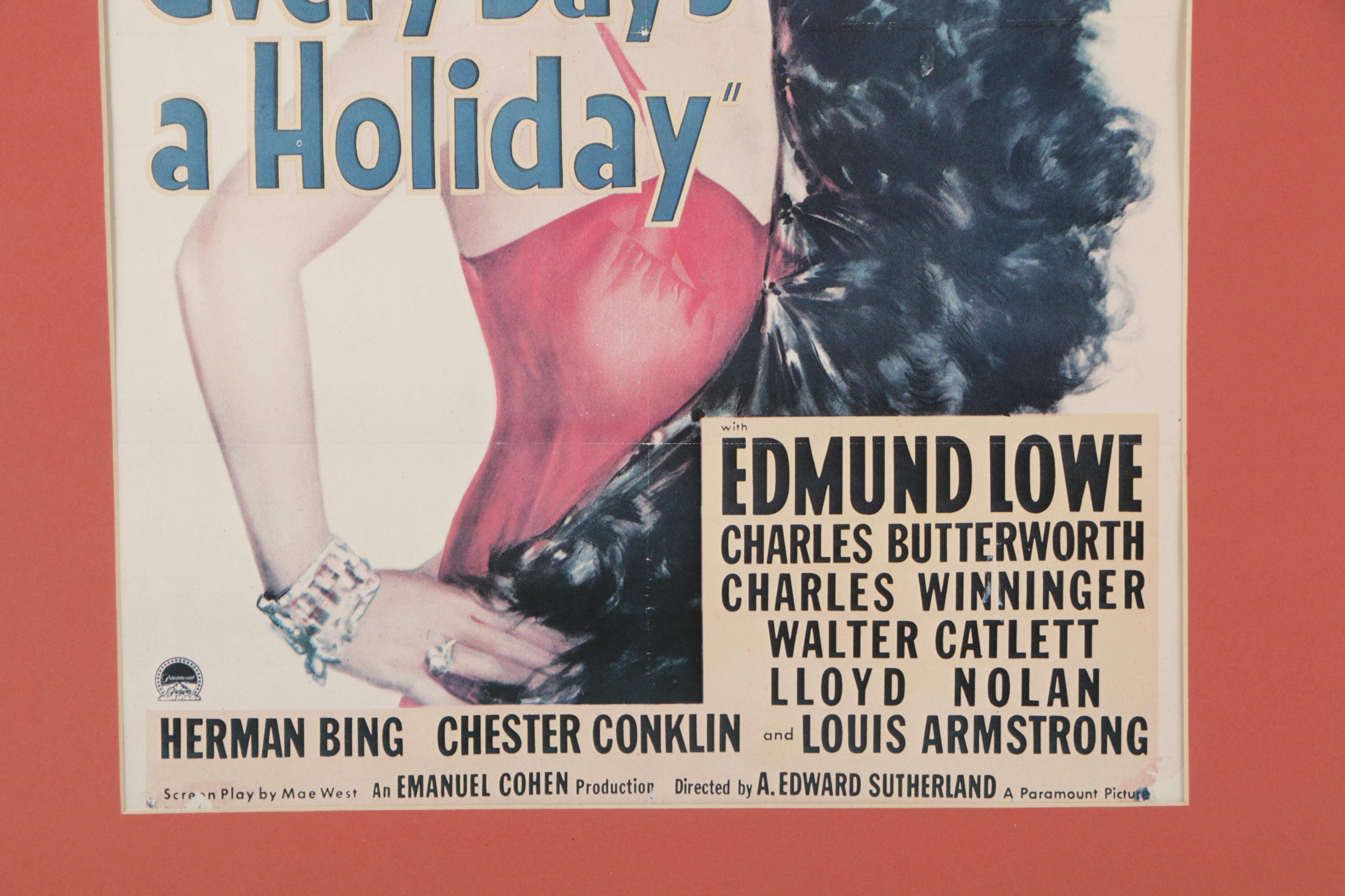 Reproduction Movie Poster for Mae West's "Every Day's a Holiday"