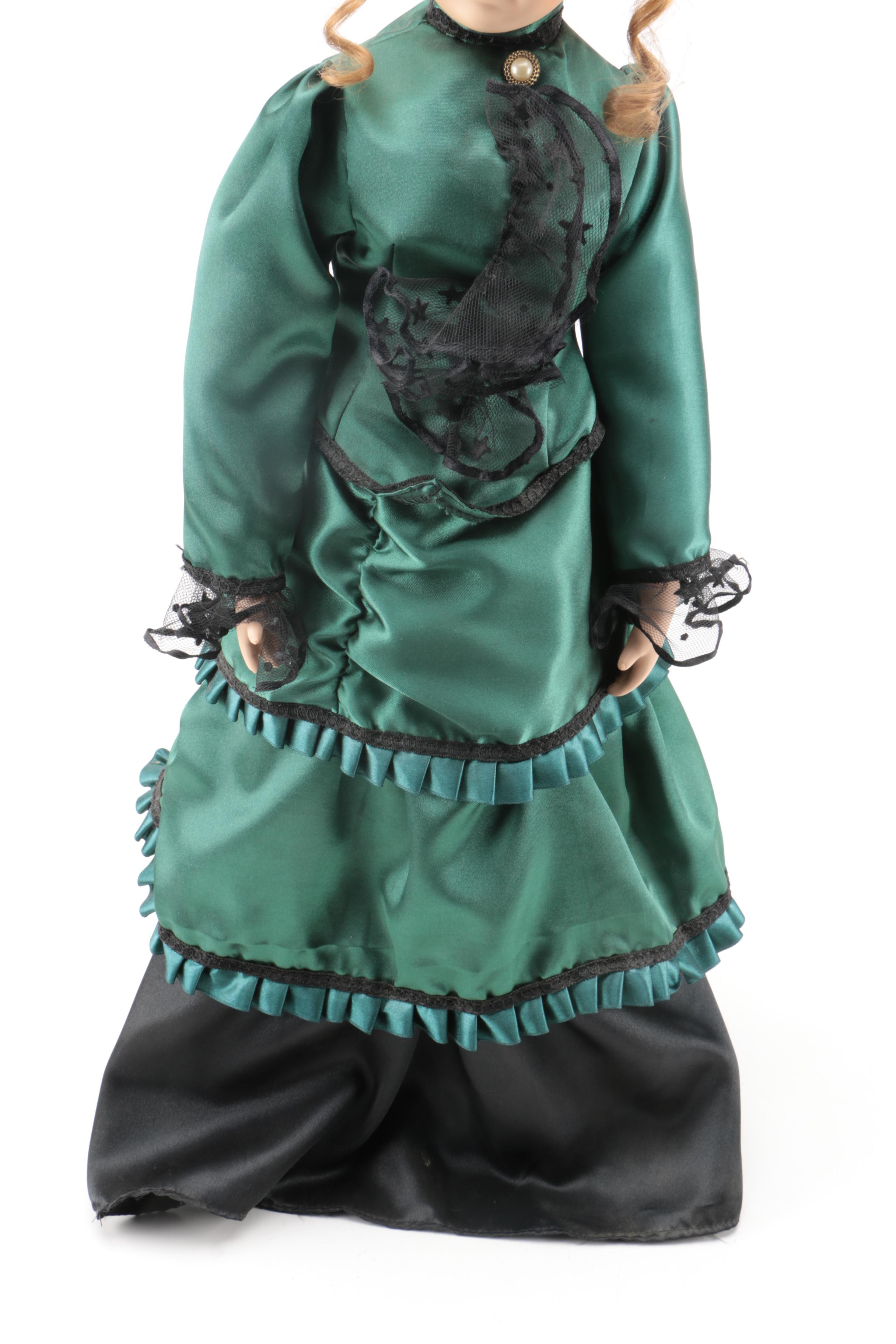 Vintage Victorian Style Porcelain Doll with Stand