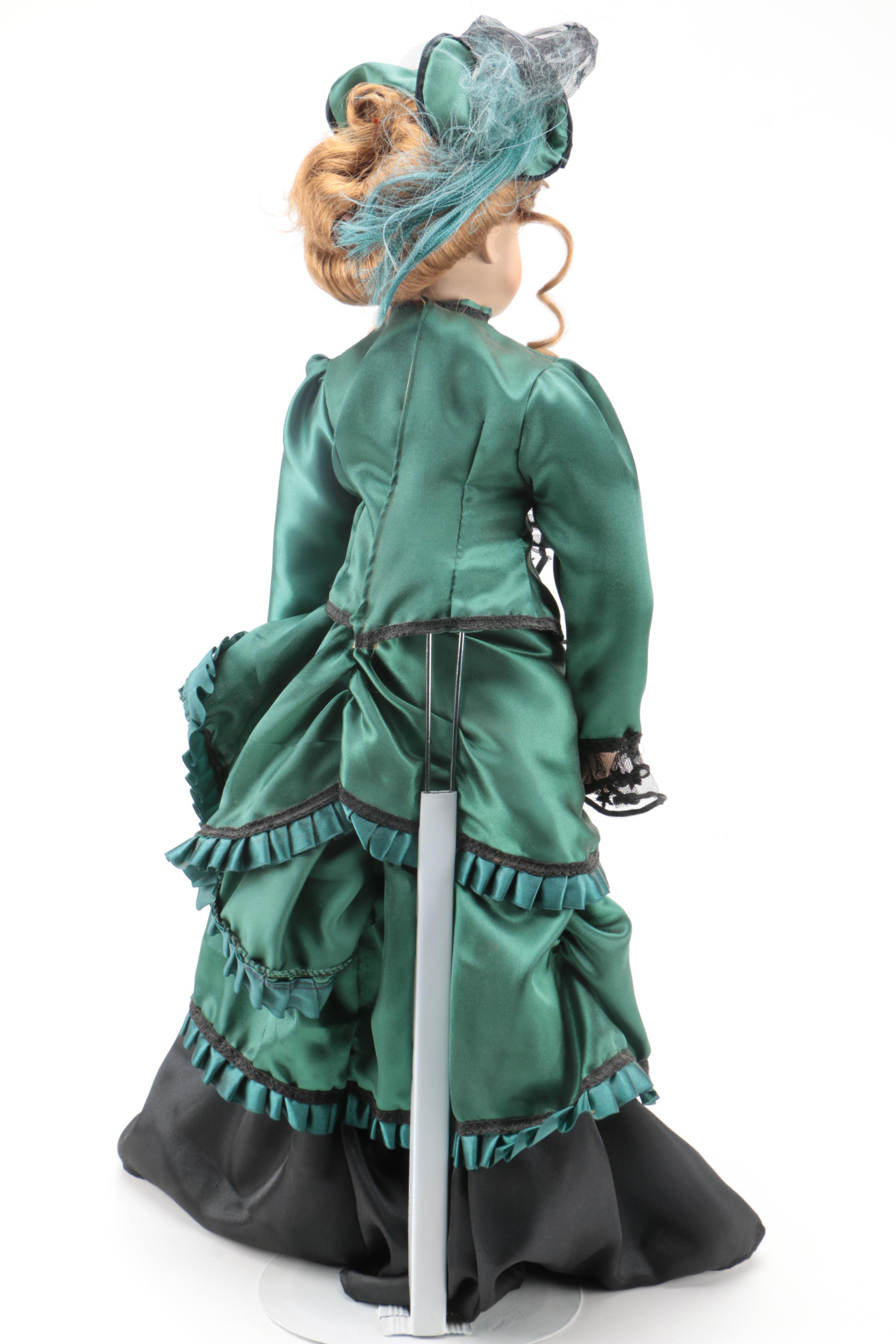 Vintage Victorian Style Porcelain Doll with Stand