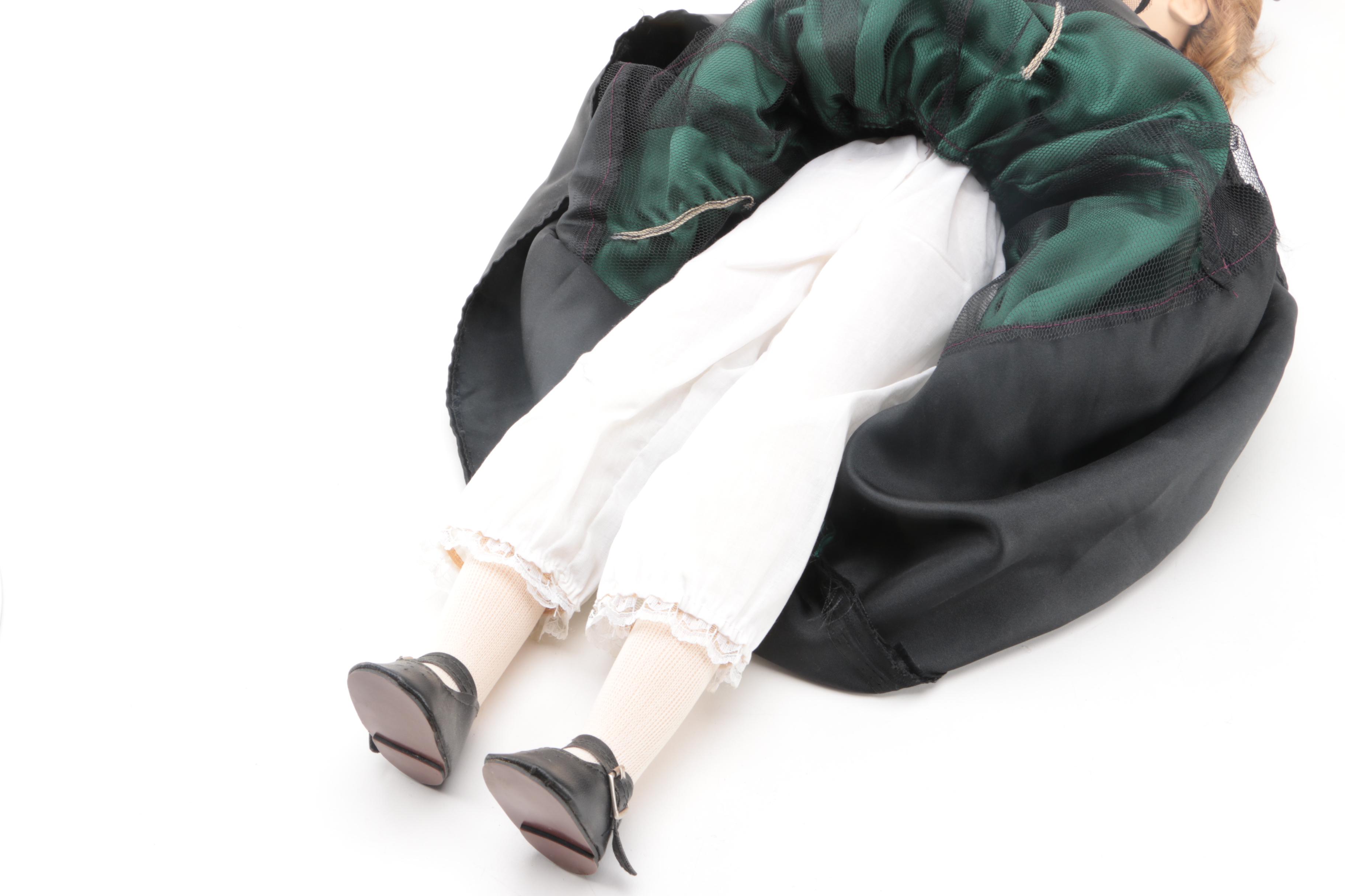 Vintage Victorian Style Porcelain Doll with Stand