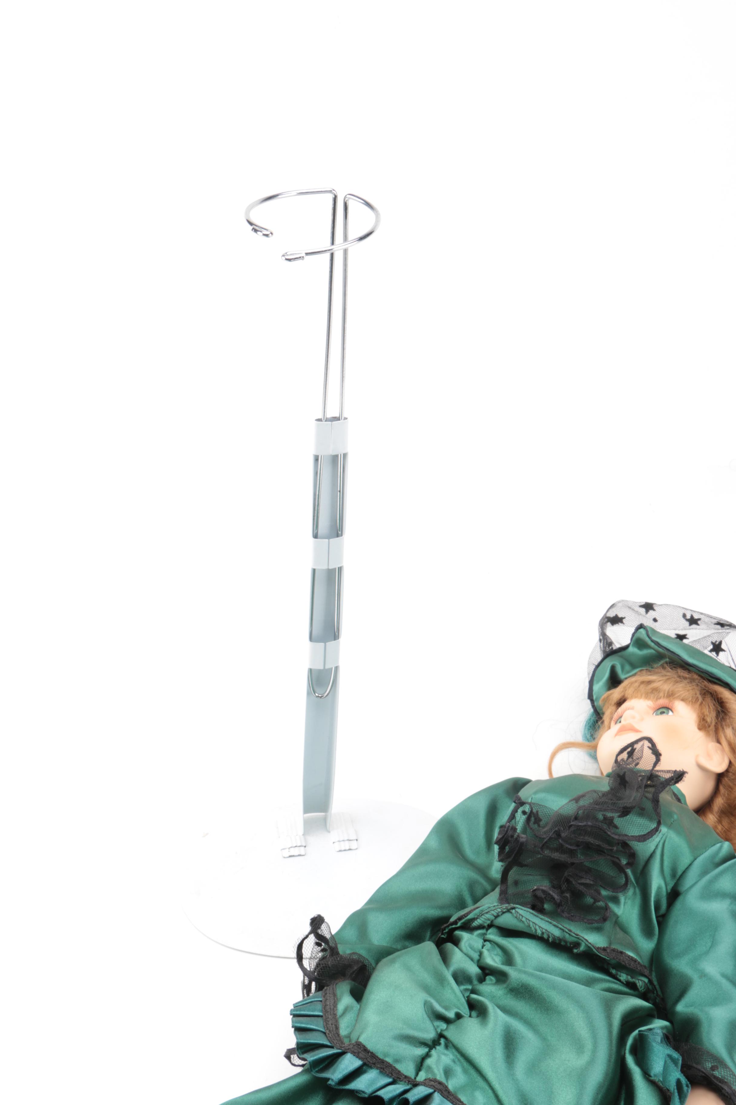 Vintage Victorian Style Porcelain Doll with Stand