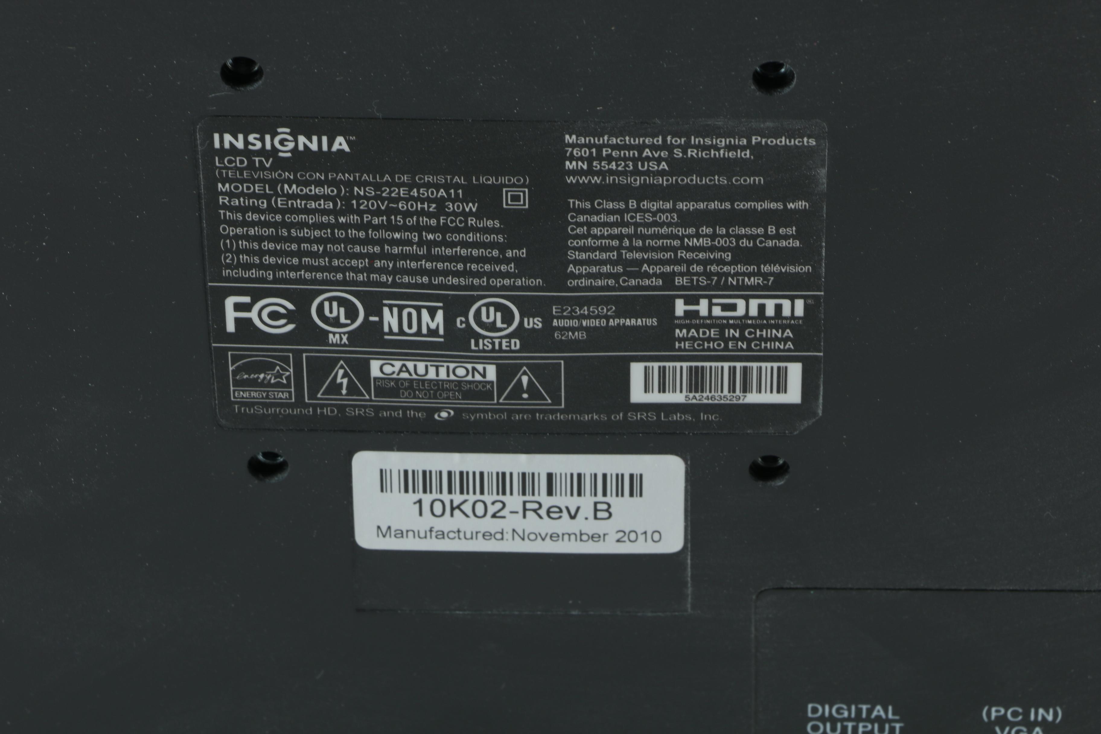 Insignia 22" HDTV