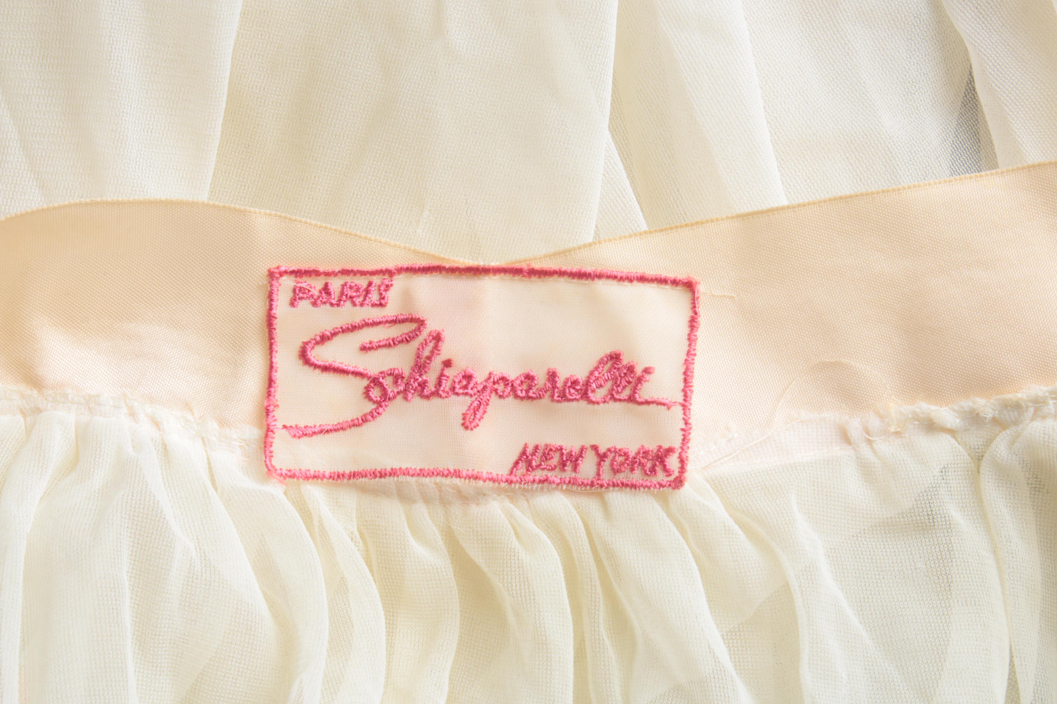 Vintage Elsa Schiaparelli Sheer House Robe with Embroidered Flowers