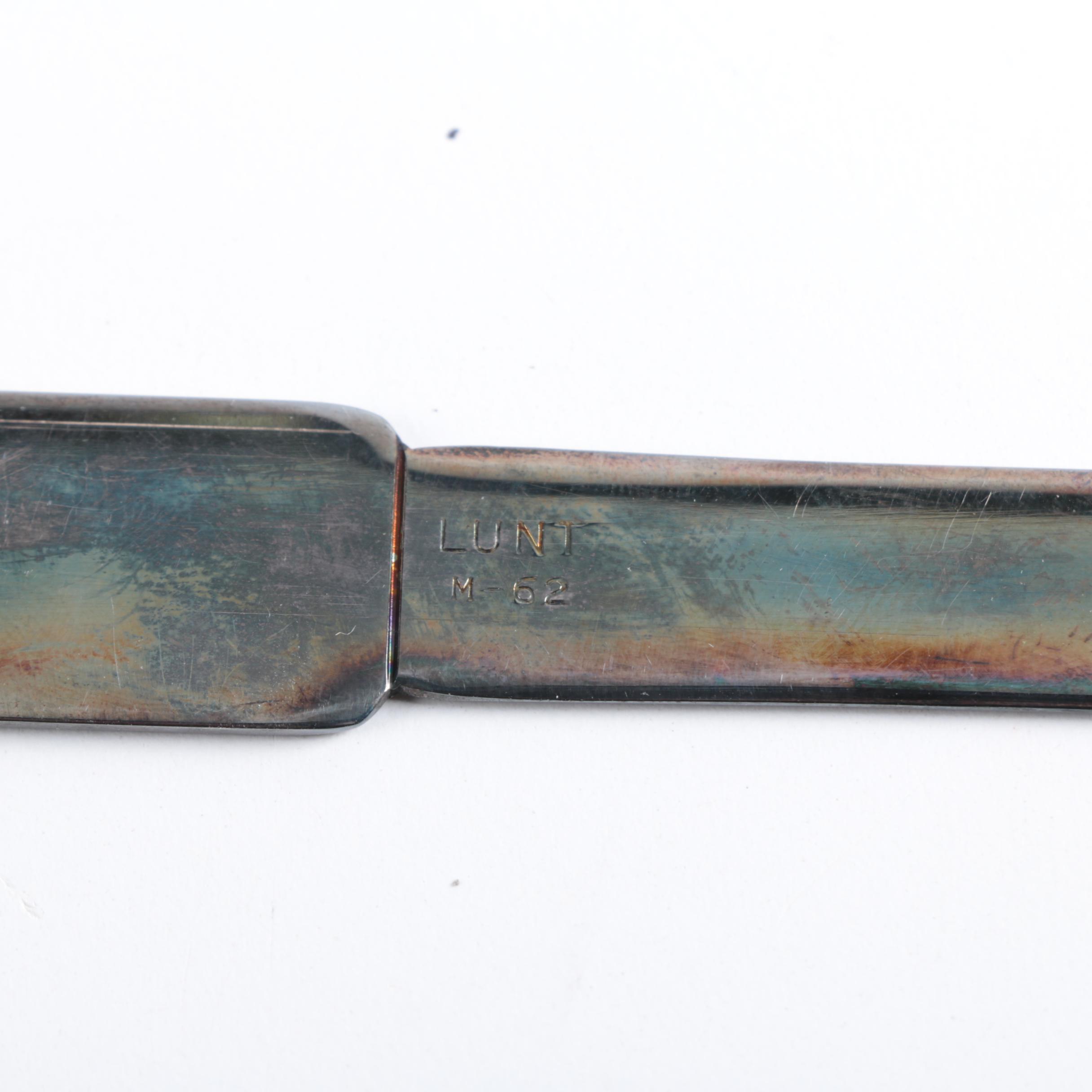 Vintage Lunt Silver Plate Letter Opener and Silver Tone Magnifying Glass