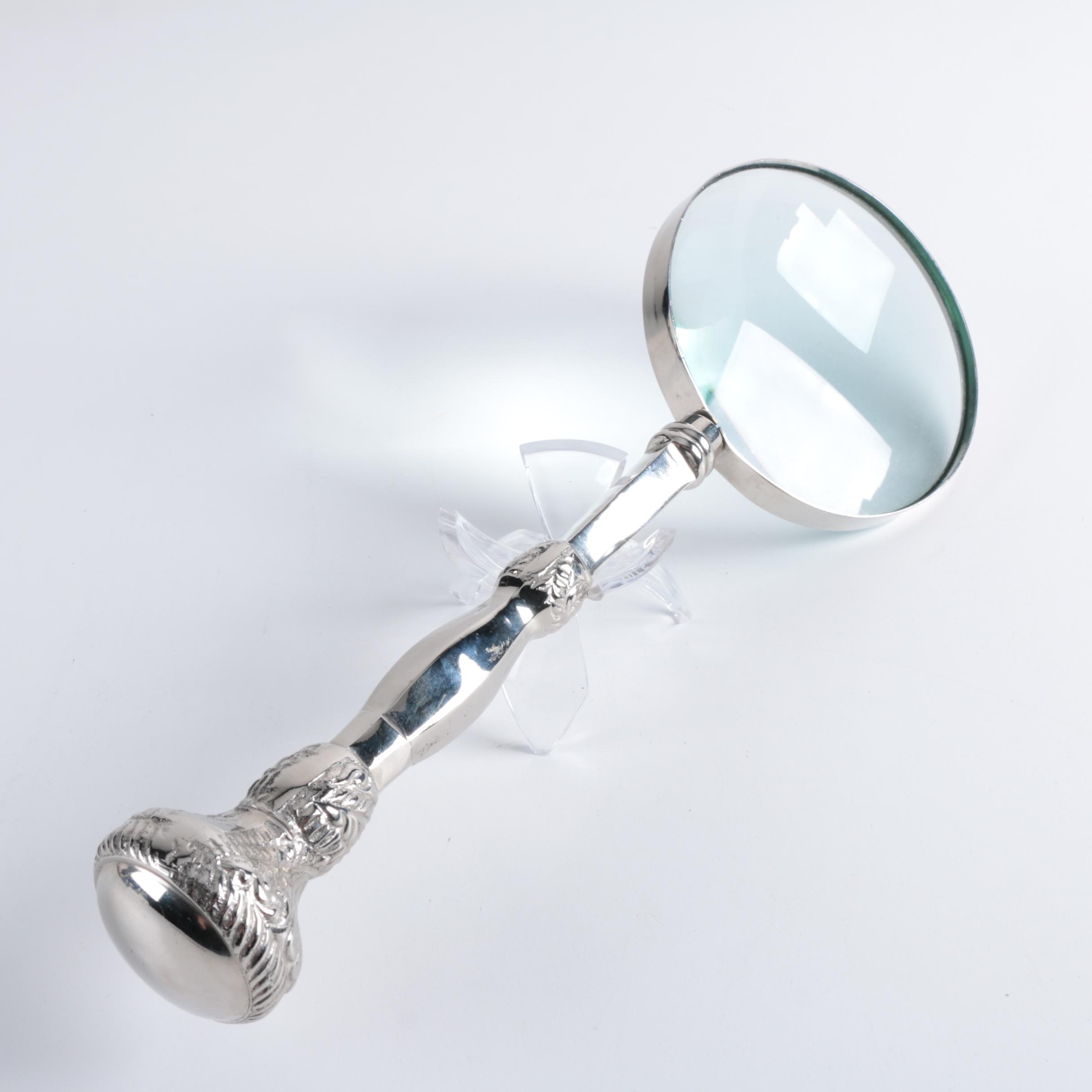 Vintage Lunt Silver Plate Letter Opener and Silver Tone Magnifying Glass