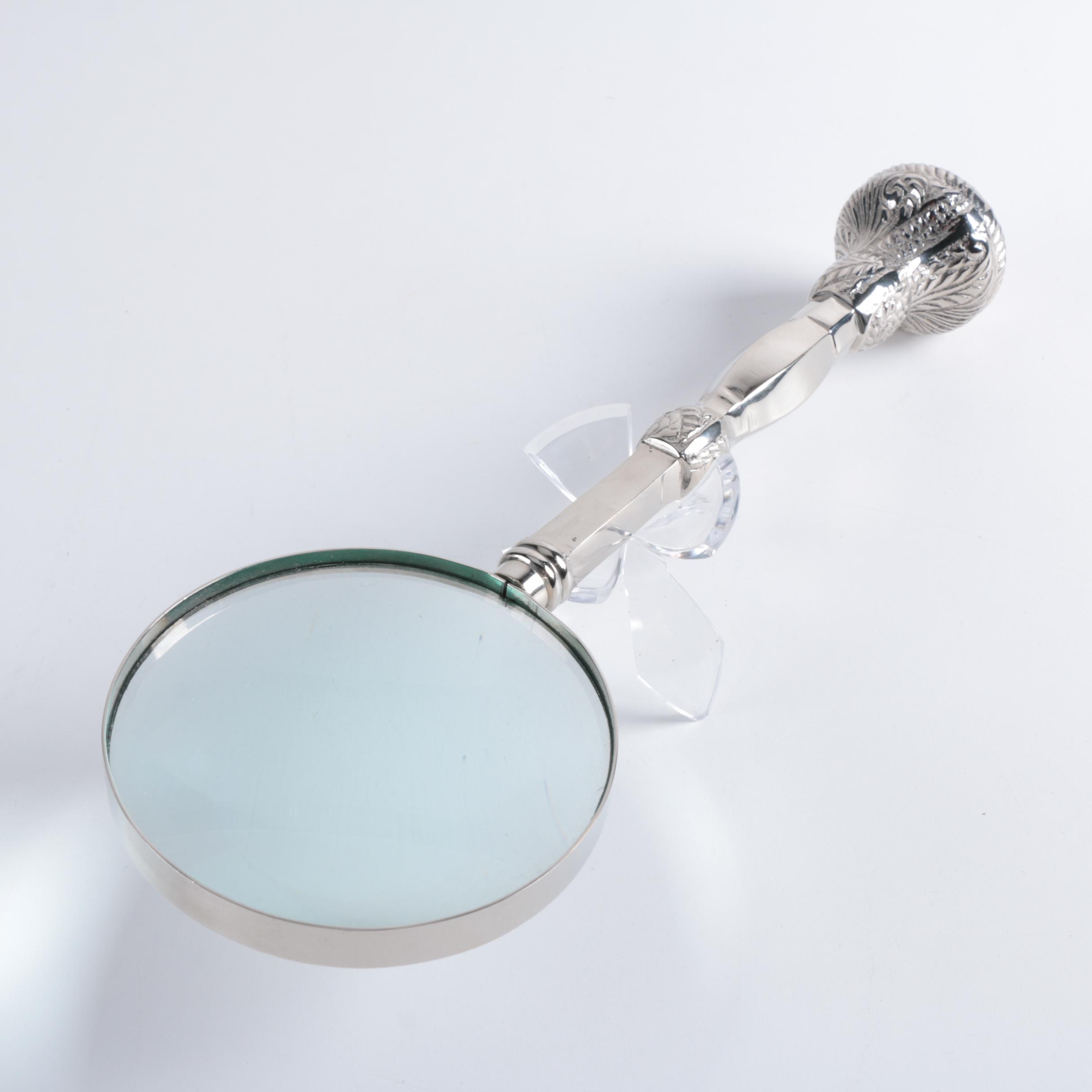 Vintage Lunt Silver Plate Letter Opener and Silver Tone Magnifying Glass