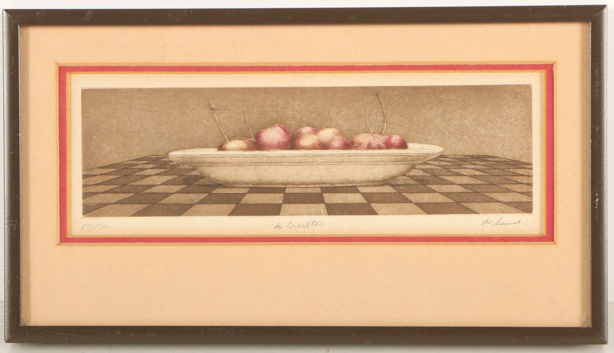 Limited Edition Etchings Featuring Bowl of Cherries