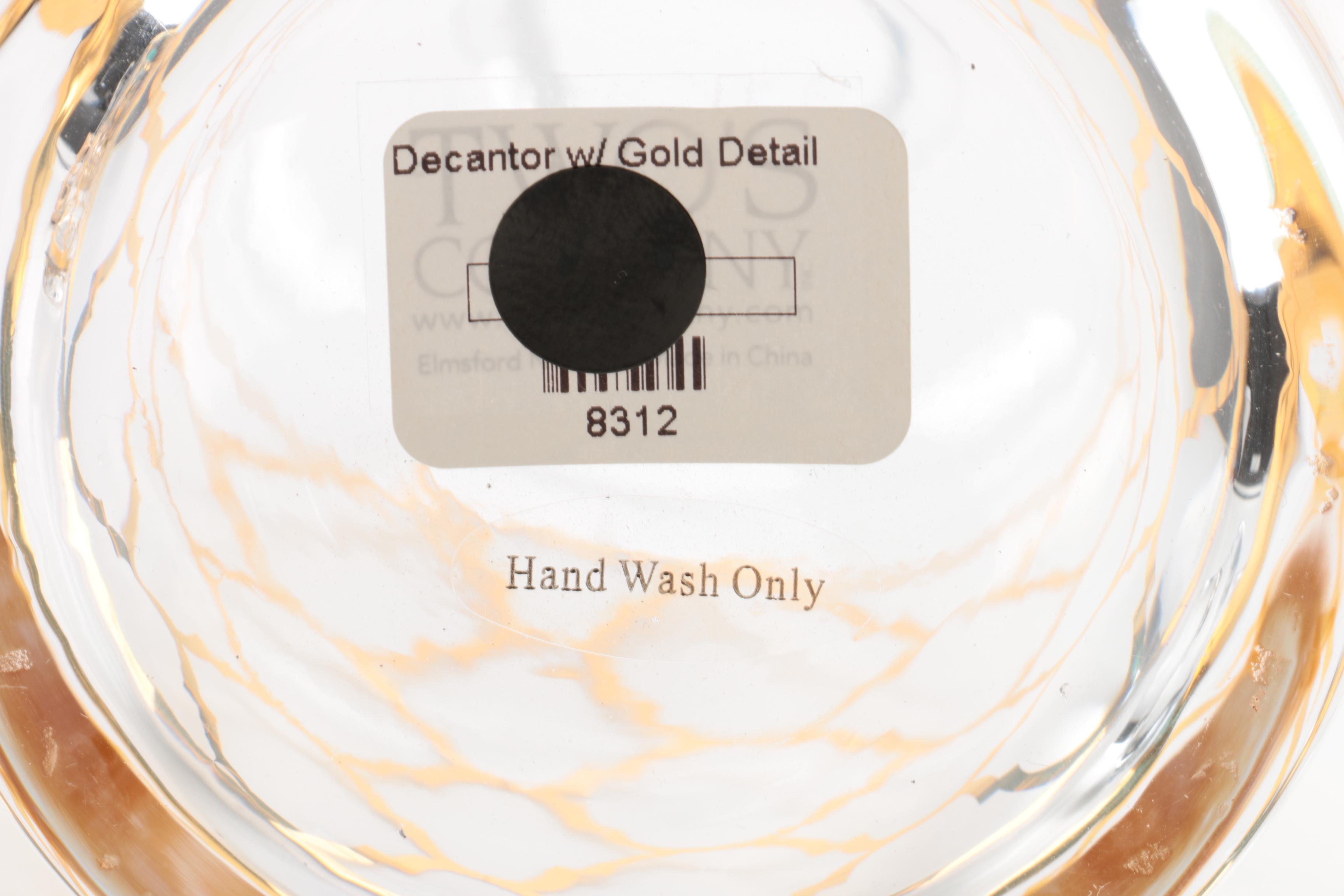 Two's Company Gilded Decanter Set with Mirrored Tray