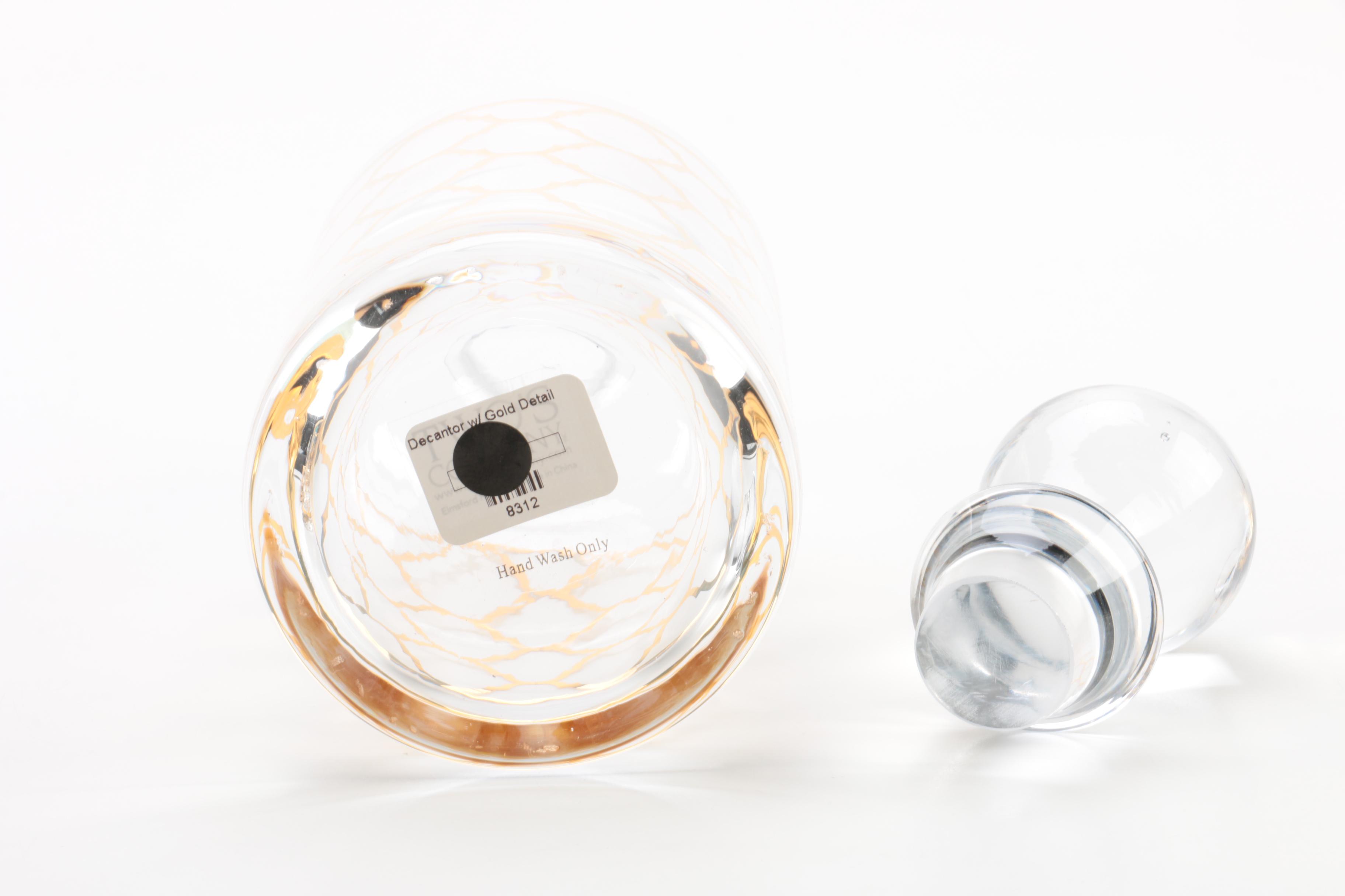 Two's Company Gilded Decanter Set with Mirrored Tray