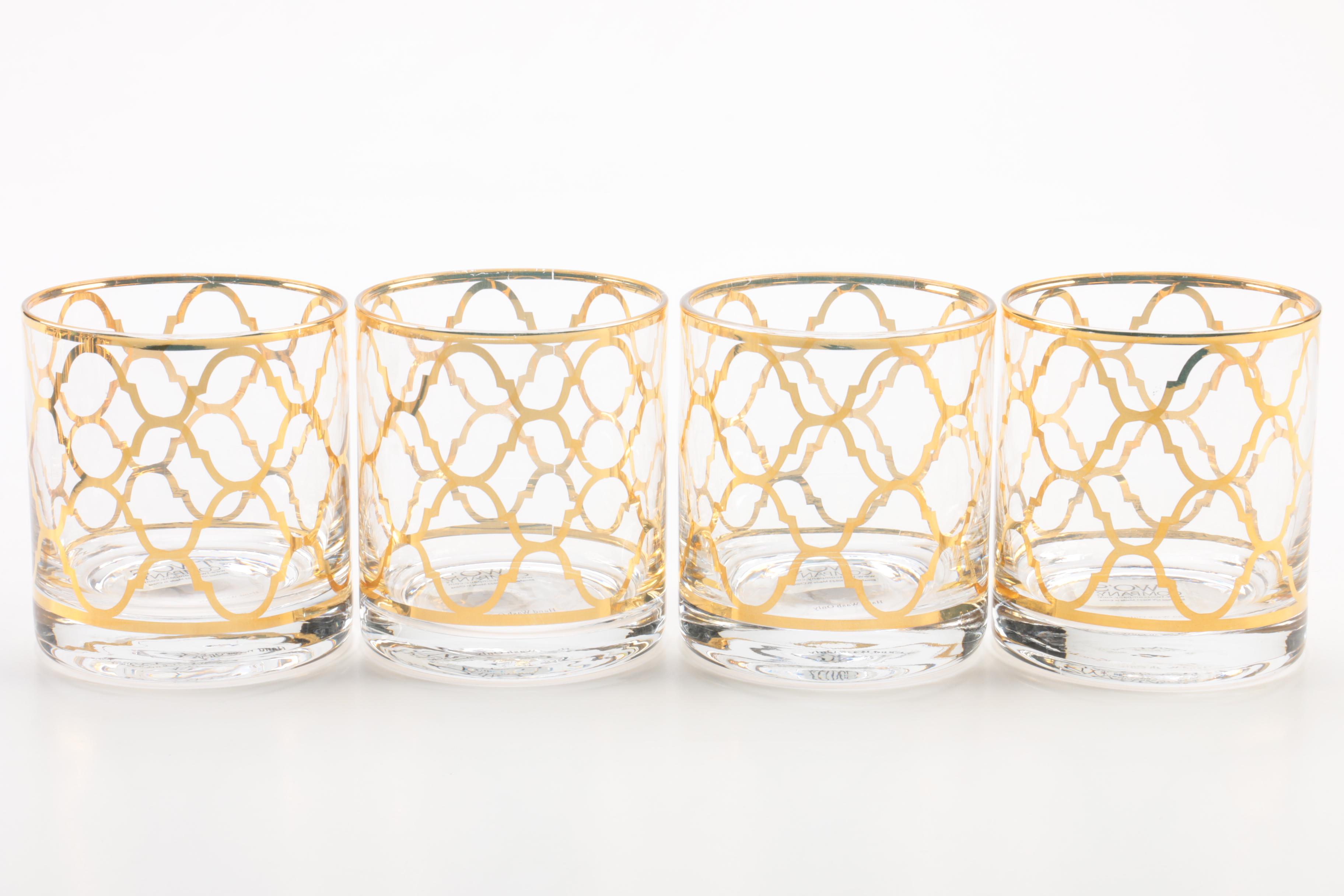 Two's Company Gilded Decanter Set with Mirrored Tray