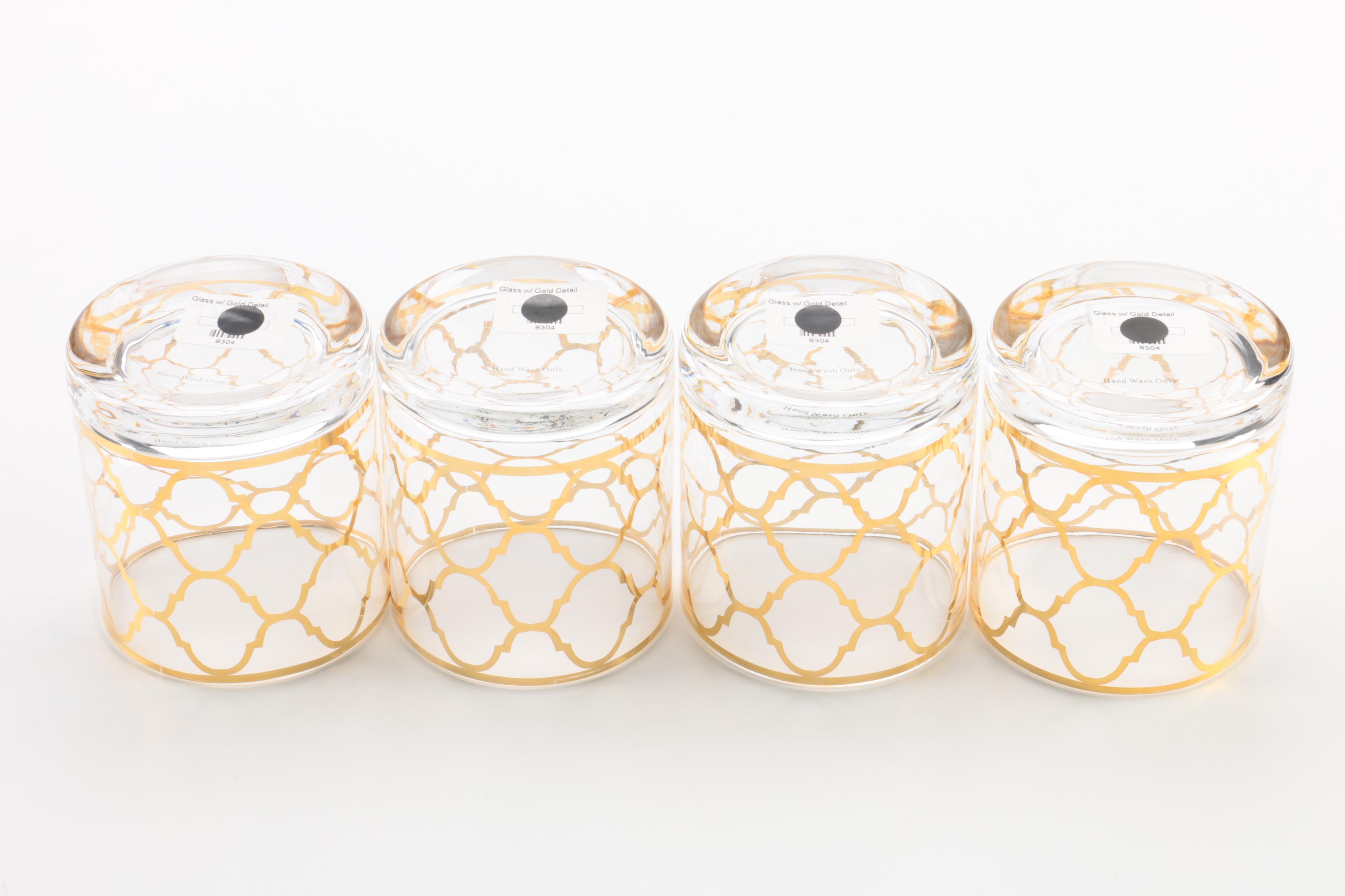 Two's Company Gilded Decanter Set with Mirrored Tray