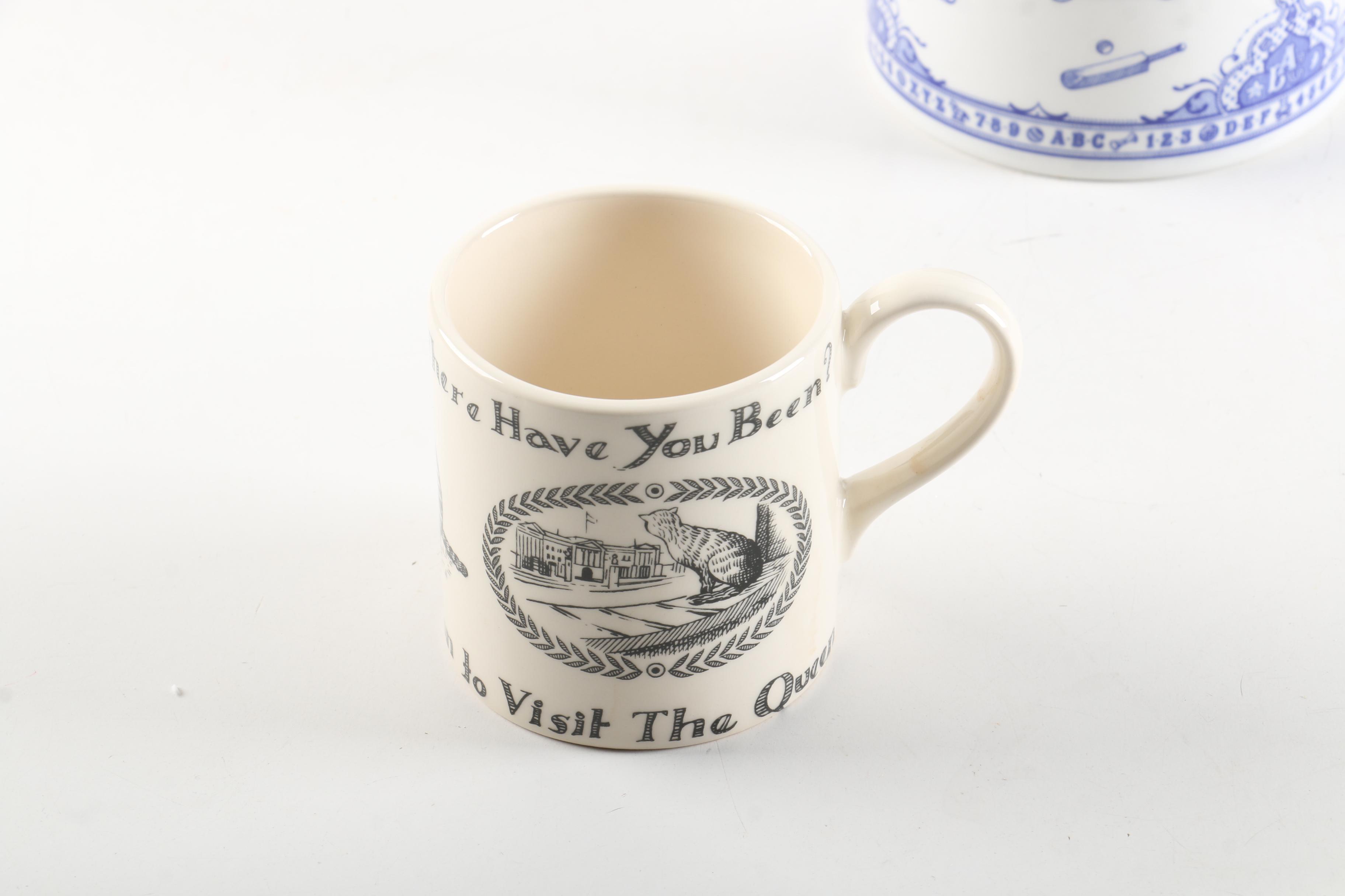 Spode "Edwardian Child" Coin Bank and Sadek "Hotch-Potch Alphabet" Mug