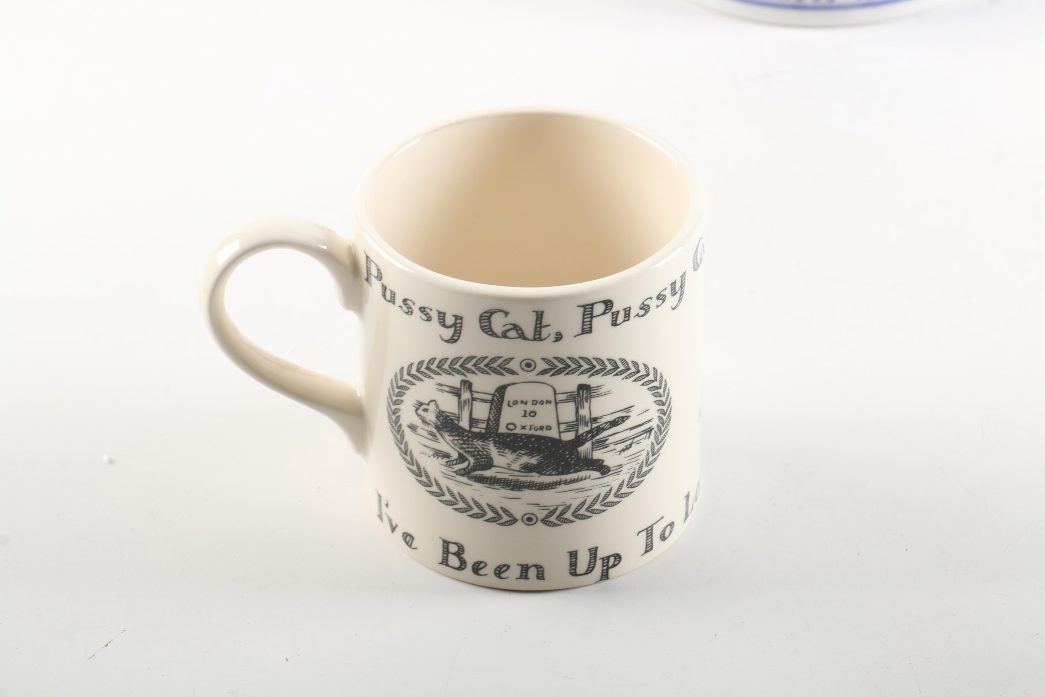 Spode "Edwardian Child" Coin Bank and Sadek "Hotch-Potch Alphabet" Mug