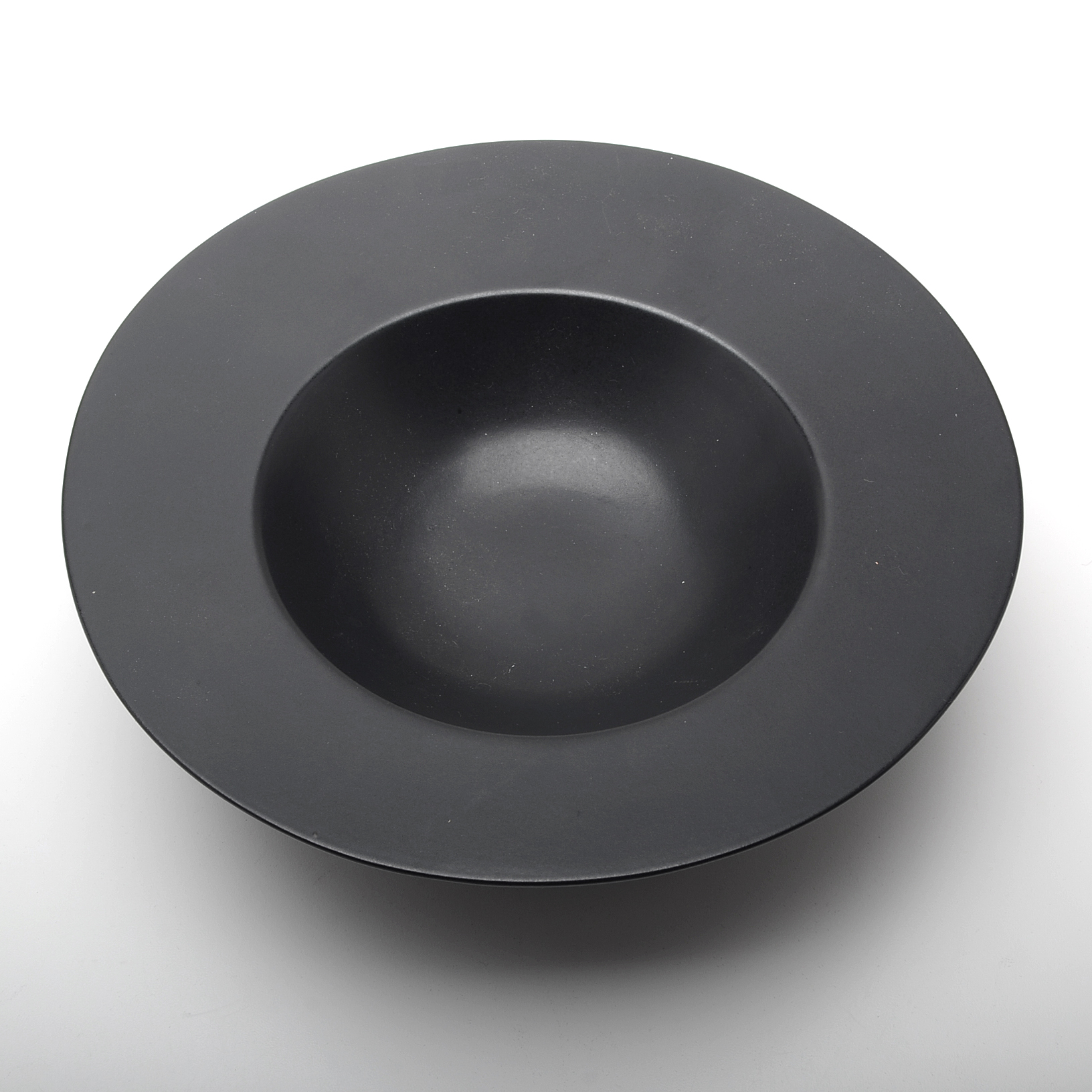 Modern Matte Black Porcelain Bowl, Signed