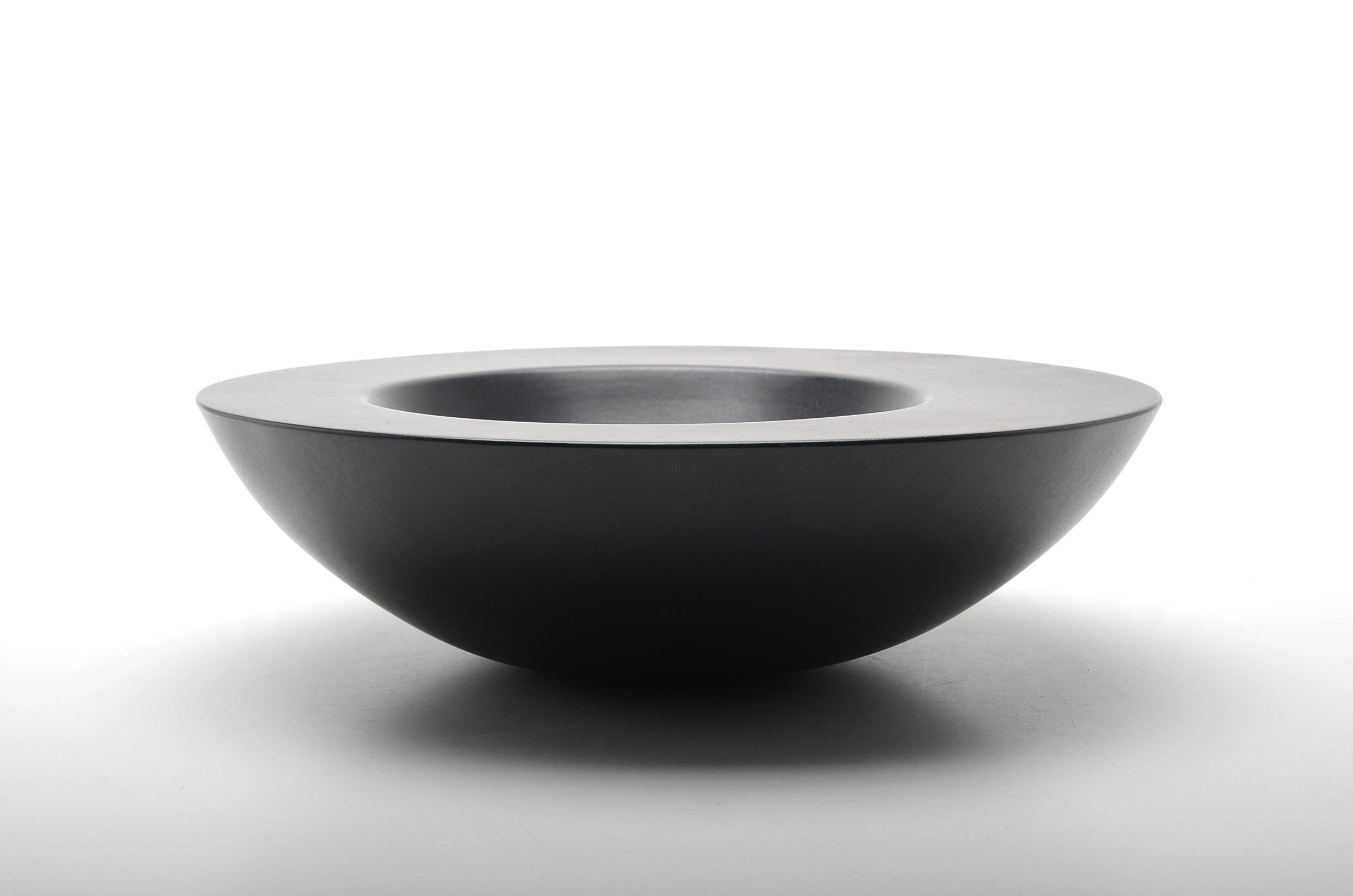 Modern Matte Black Porcelain Bowl, Signed