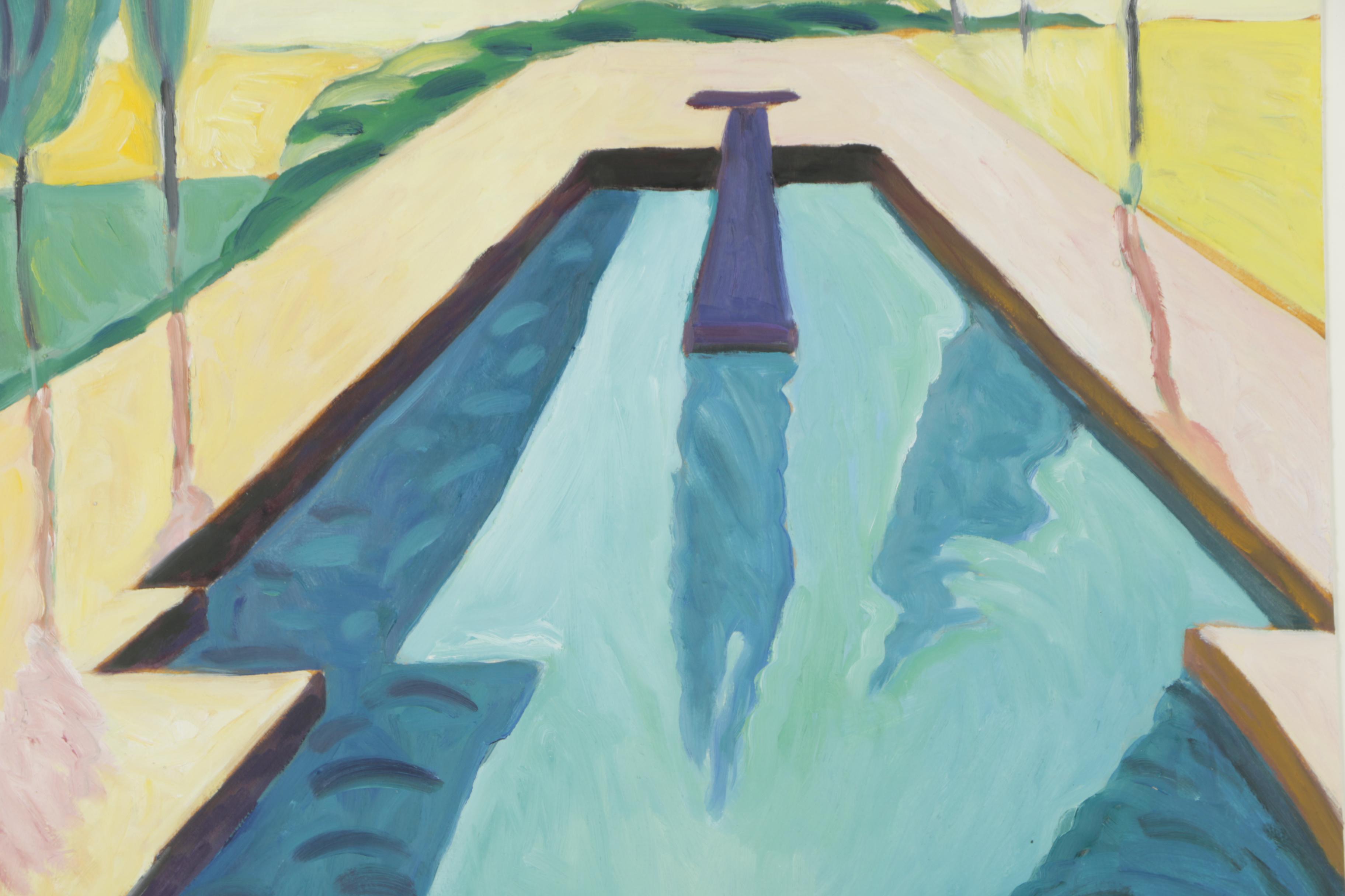 Carole Sue Lebbin Oil Painting of a Swimming Pool
