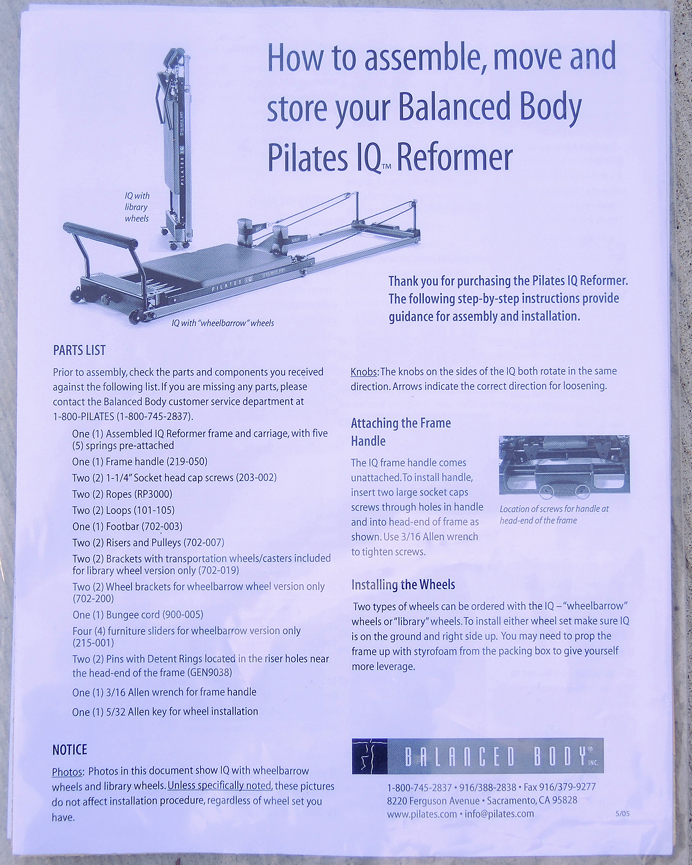 Balanced Body Pilates IQ Reformer with DVD Workouts