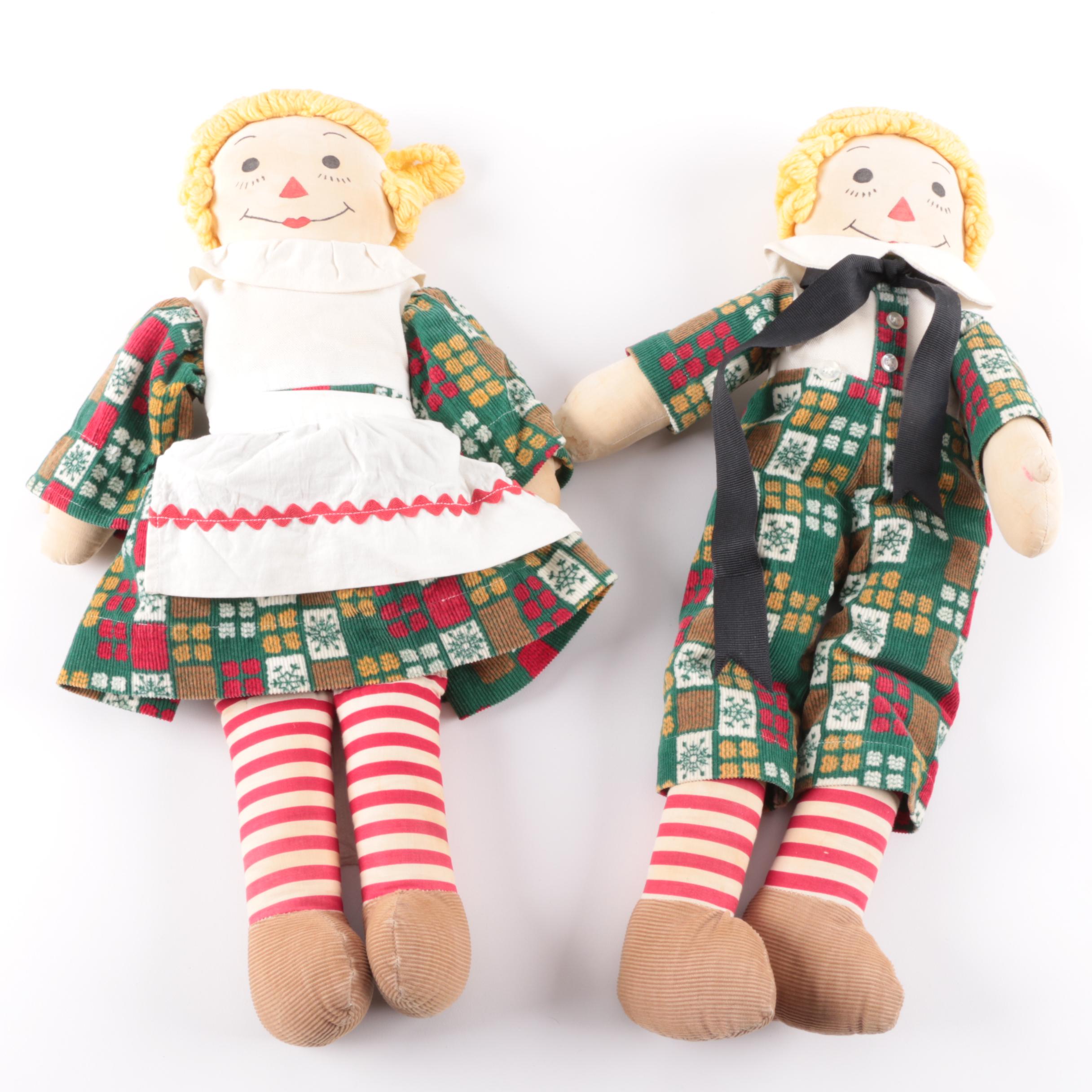 Vintage Hand Crafted "Raggedy Ann" Style Dolls