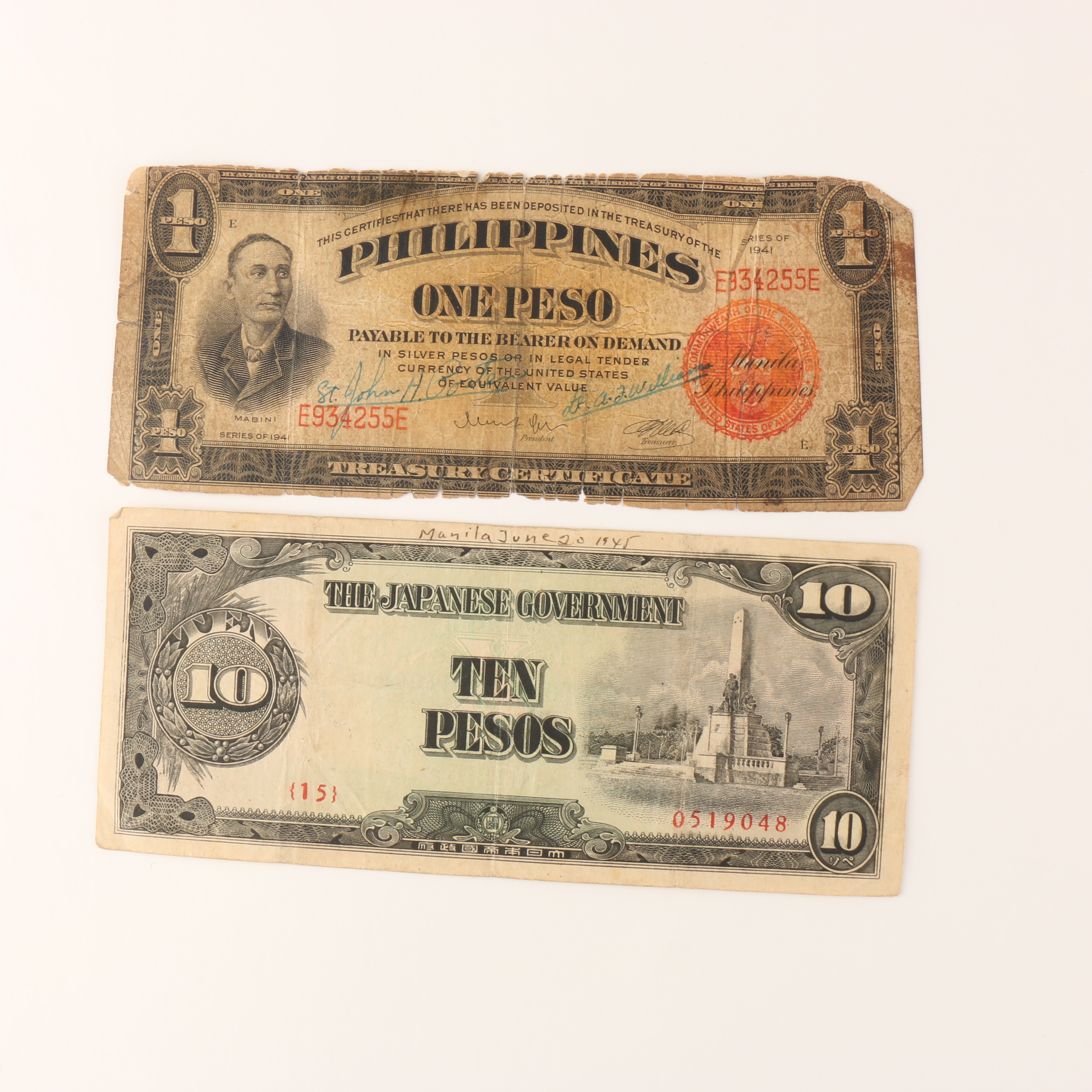 Thirteen WWII Era Foreign Banknotes