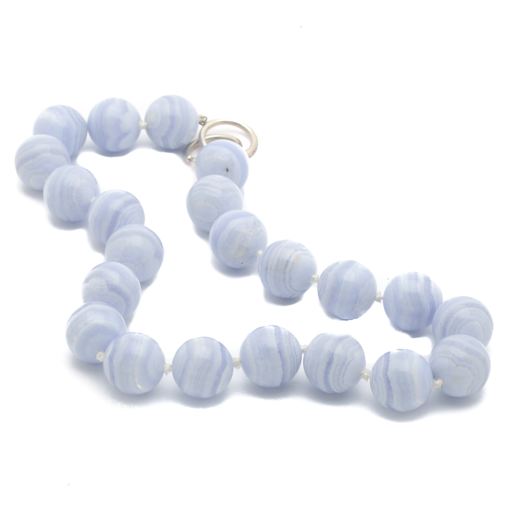 Paloma Picasso for Tiffany & Co. Sterling Silver Lace Agate Necklace Blue