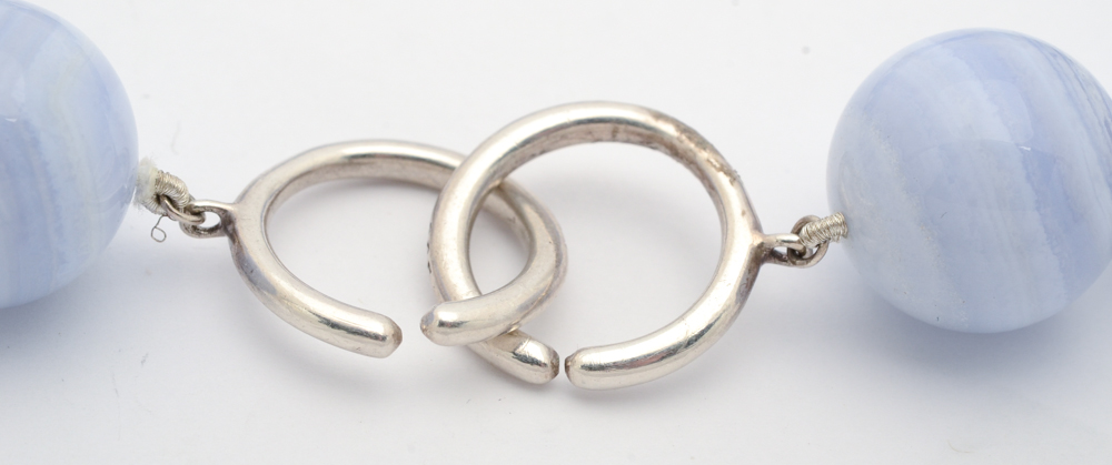 Paloma Picasso for Tiffany & Co. Sterling Silver Lace Agate Necklace Blue