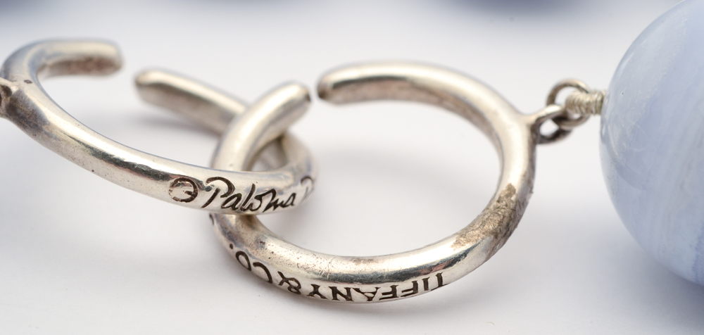 Paloma Picasso for Tiffany & Co. Sterling Silver Lace Agate Necklace Blue