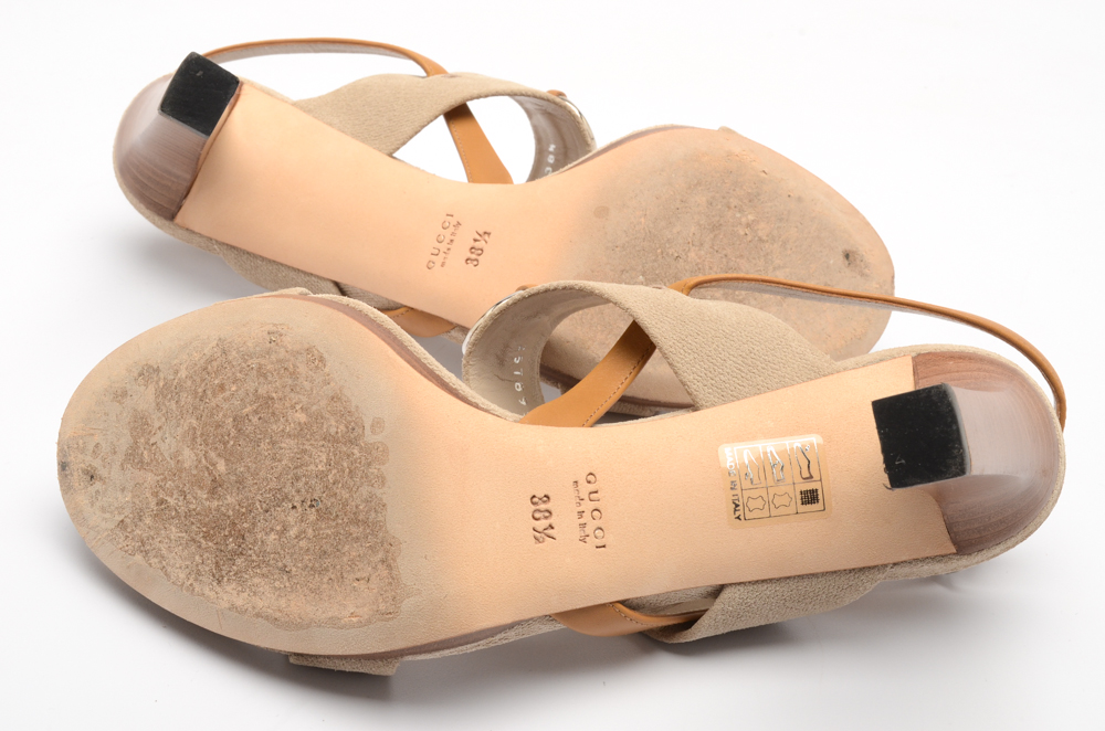 Gucci Canvas and Leather Sandals