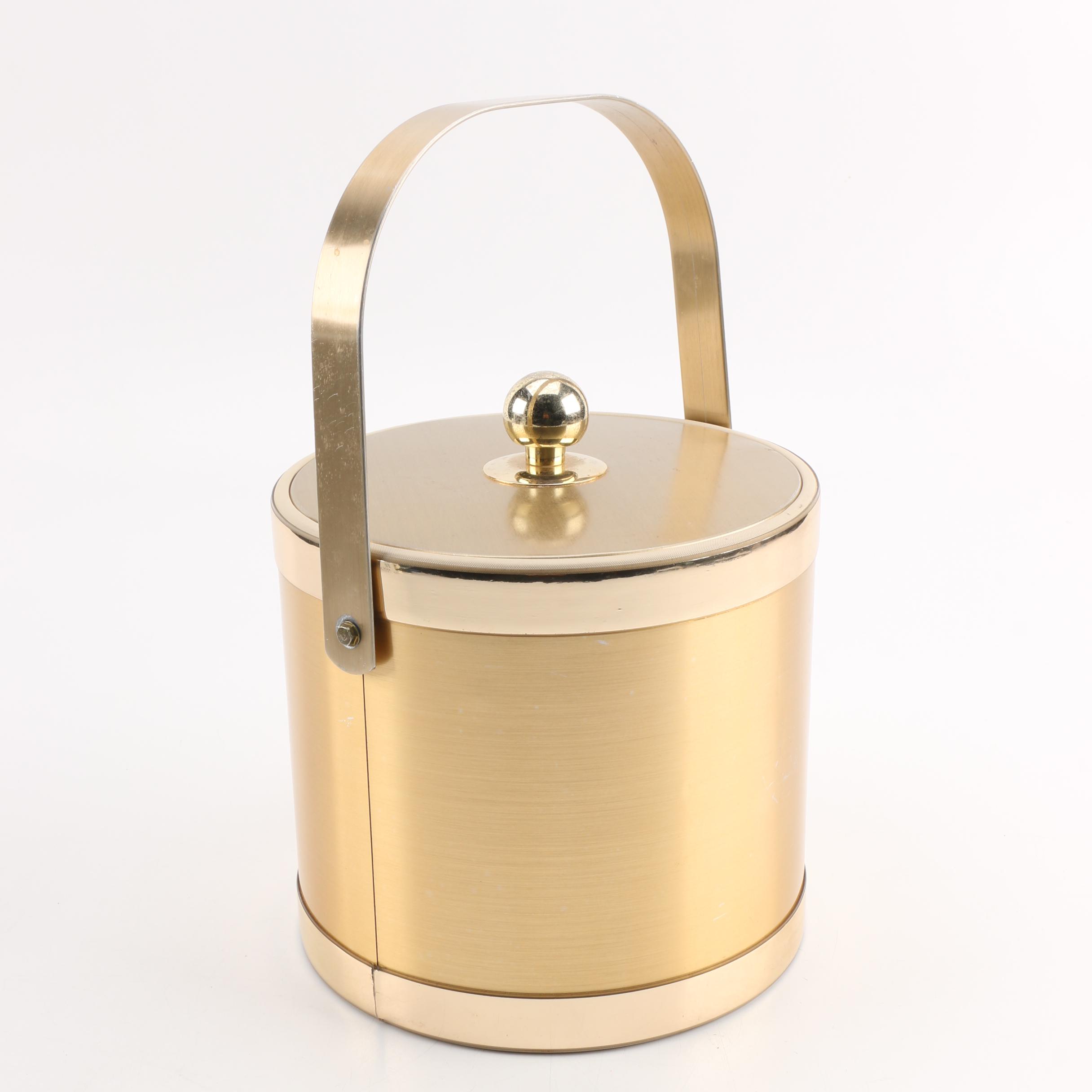 Mid Century Modern Georges Briard Gold Ice Bucket and Tongs