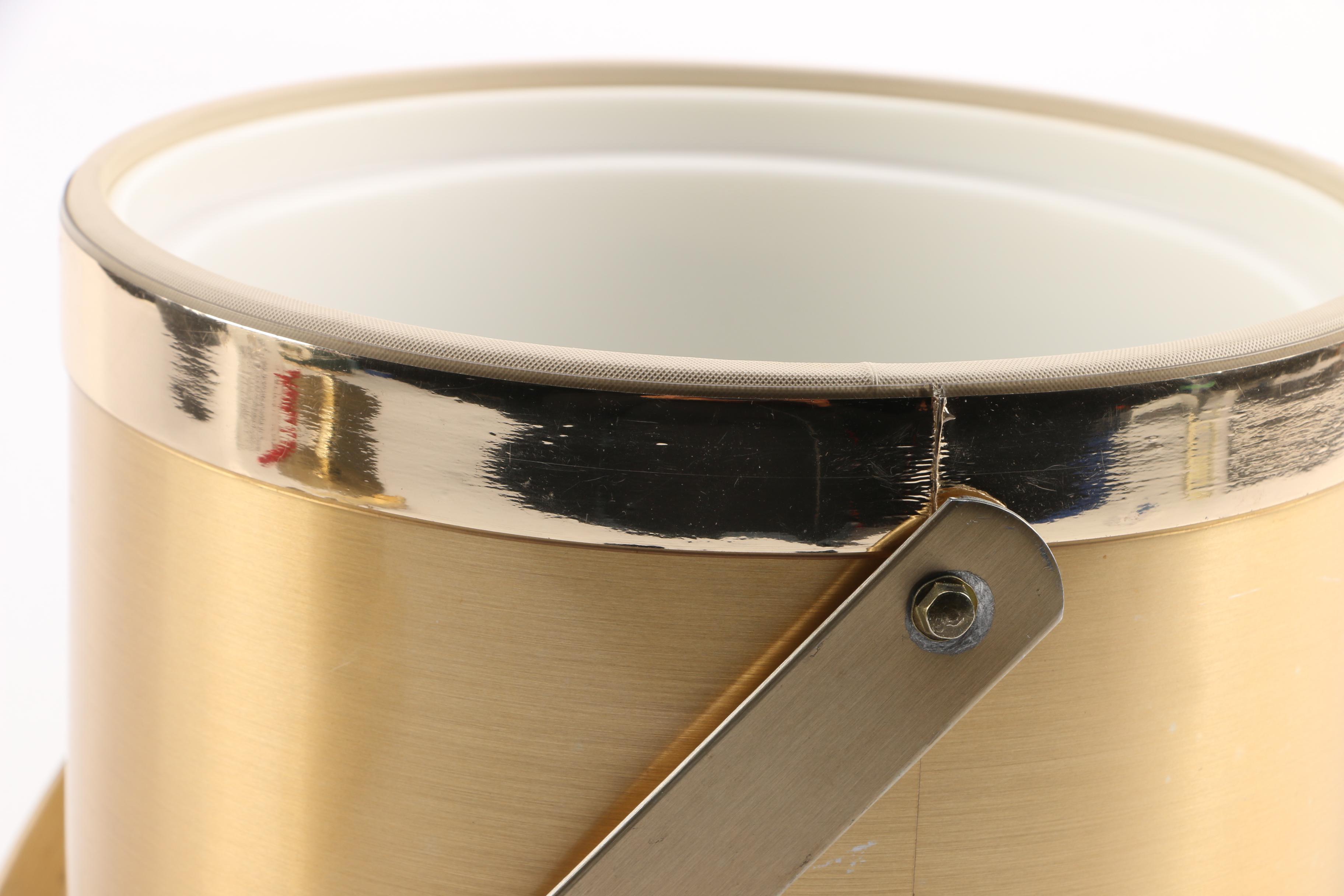 Mid Century Modern Georges Briard Gold Ice Bucket and Tongs