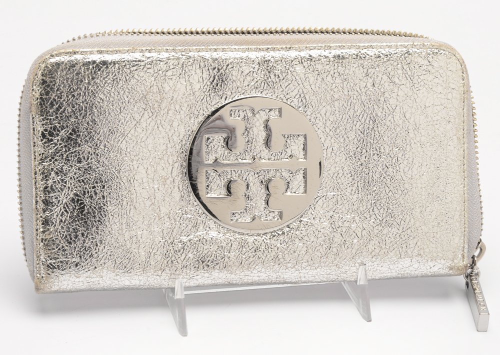 Tory Burch Silver and Gold Metallic Leather Wallets