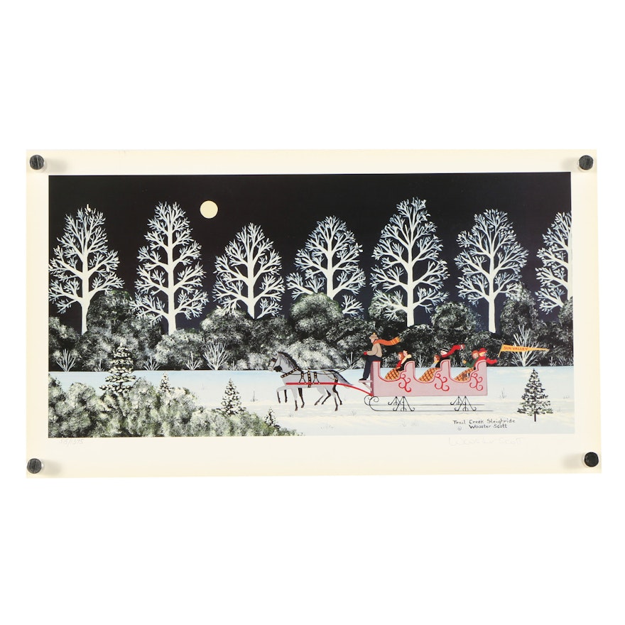 Jane Wooster Scott Limited Edition Offset Lithograph "Trail Creek Sleigh Ride"