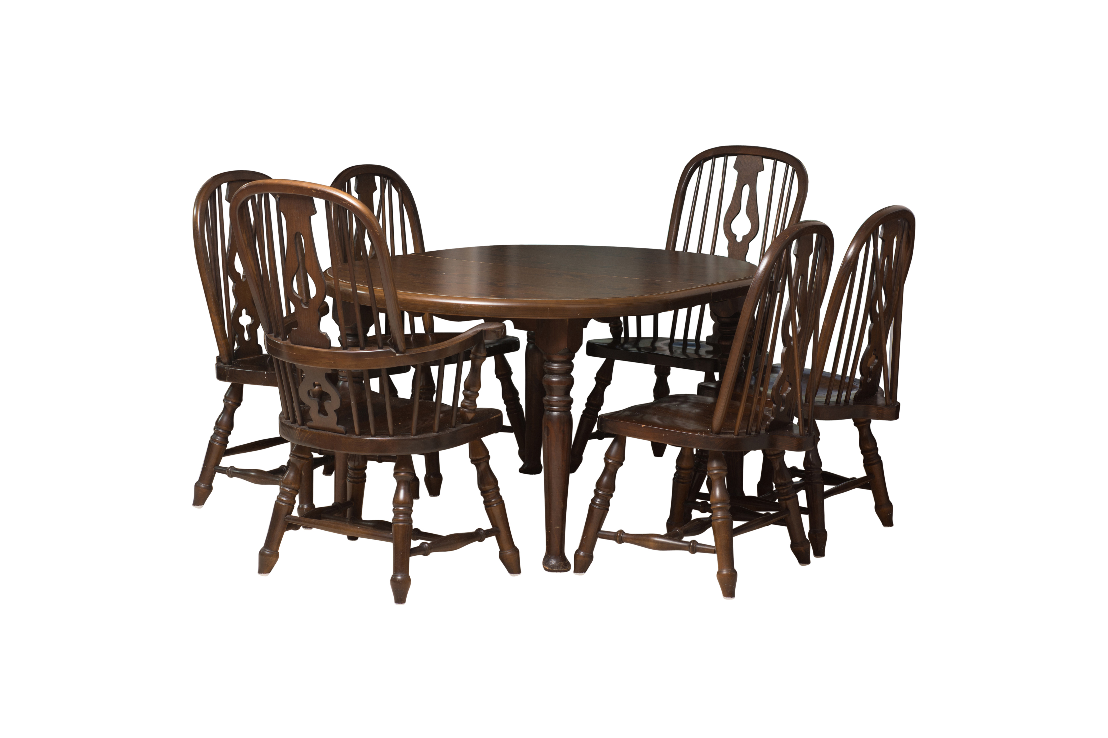 Vintage English Windsor Style Dining Table with Chairs by Virginia House