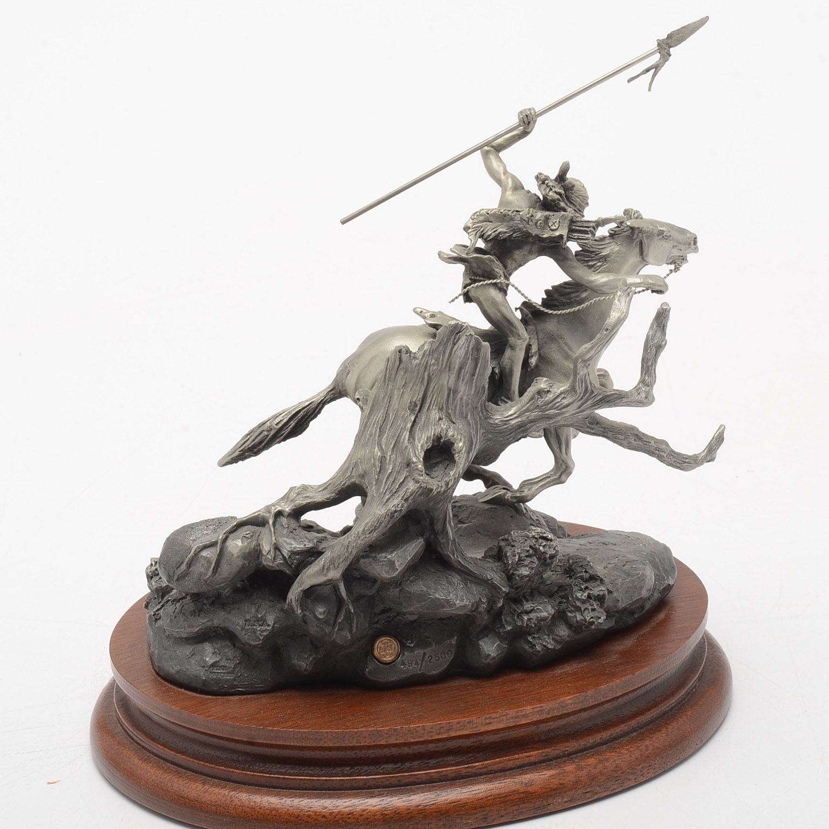 J..J. Barnum's "Apache Attack" Pewter Sculpture by Chilmark