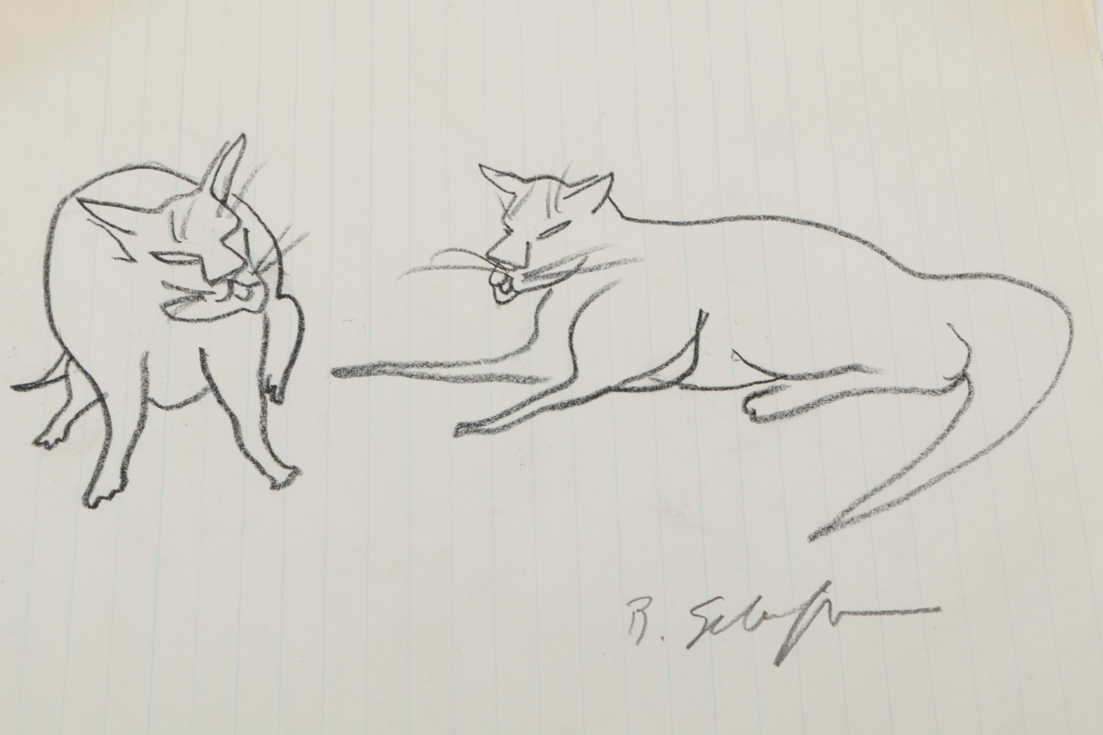 Bill Schiffer Sketches of Cats