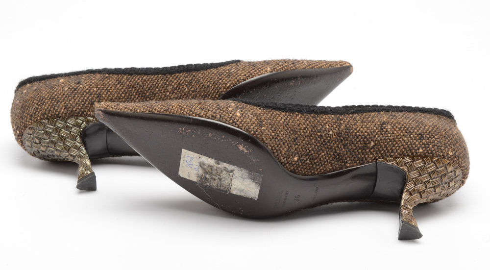 Prada Brown Tweed Kitten Heels