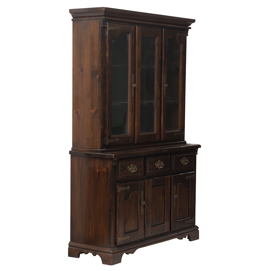 Colonial Style Pine China Cabinet