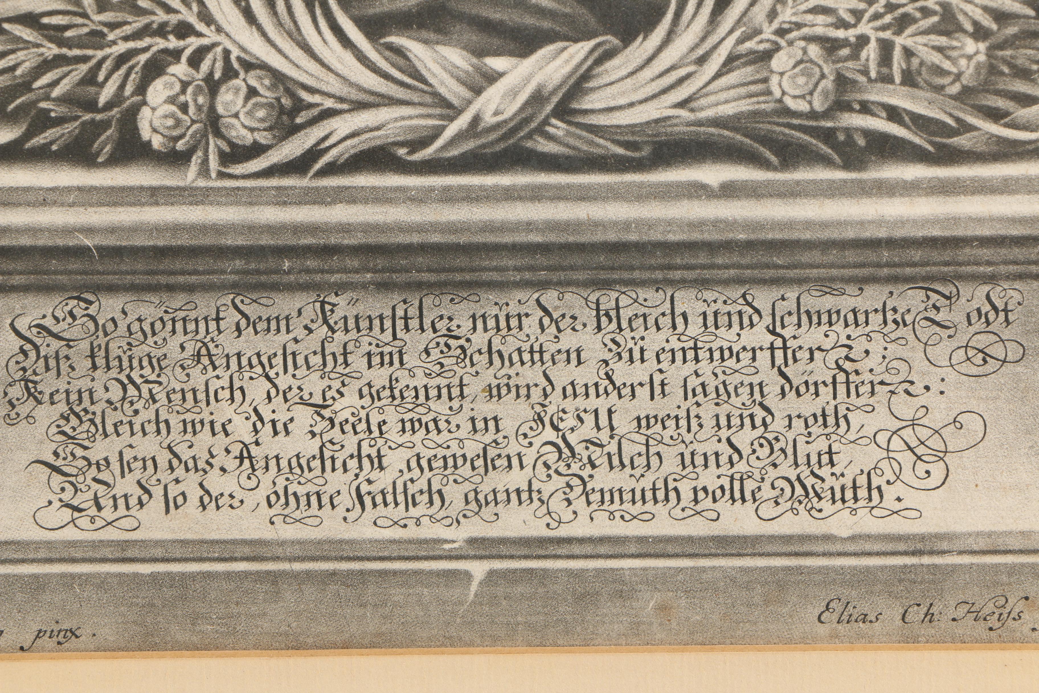 Elias Christoph Heiss Mezzotint "Jungfrau Anne Tibylla Breissitz"