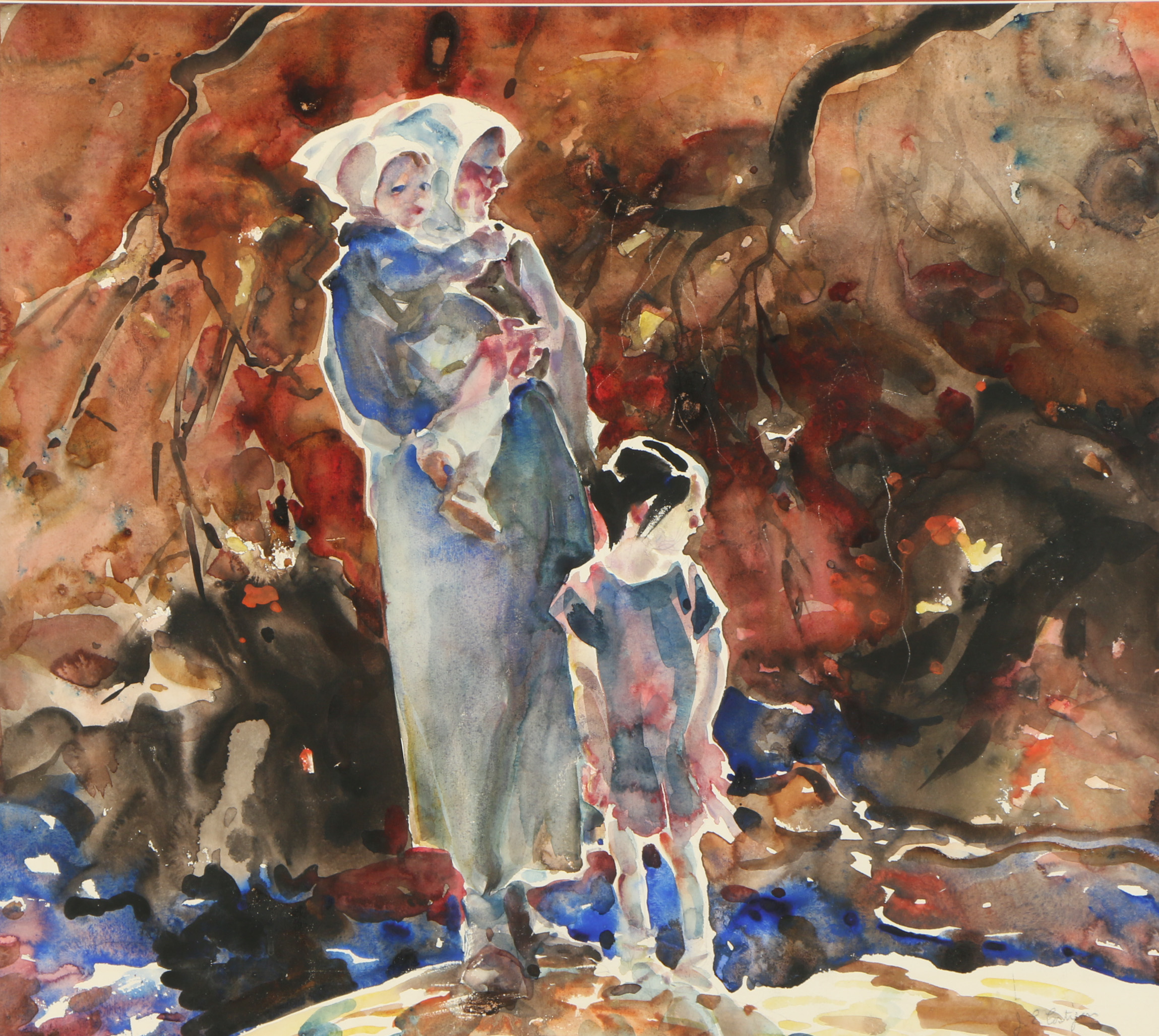 John Edward Costigan Double-Sided Watercolor Painting