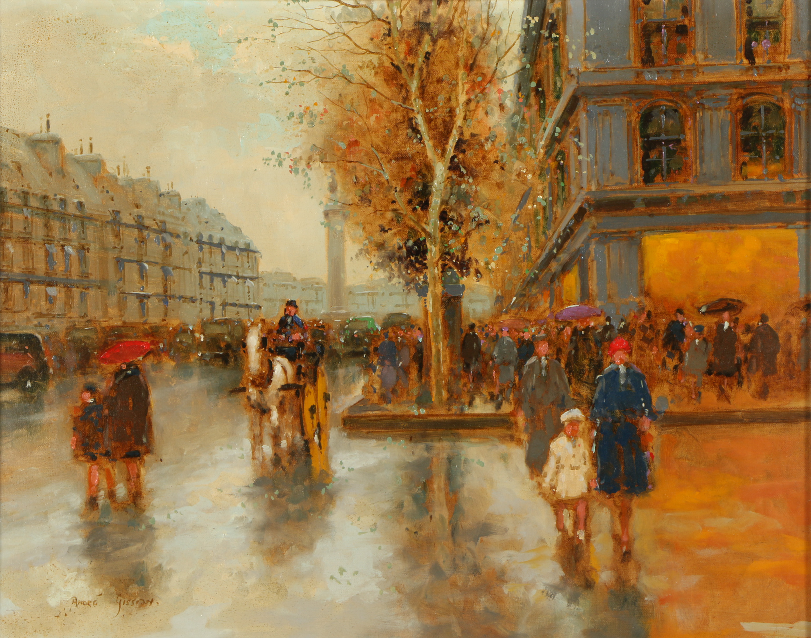 André Gisson Oil Painting "La Place Vendôme"
