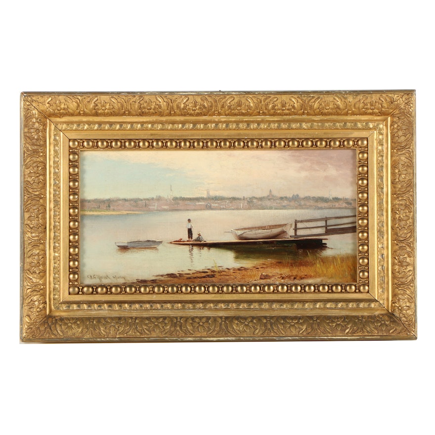 Charles Henry Gifford Oil Painting "New Bedford from Gifford's Wharf"