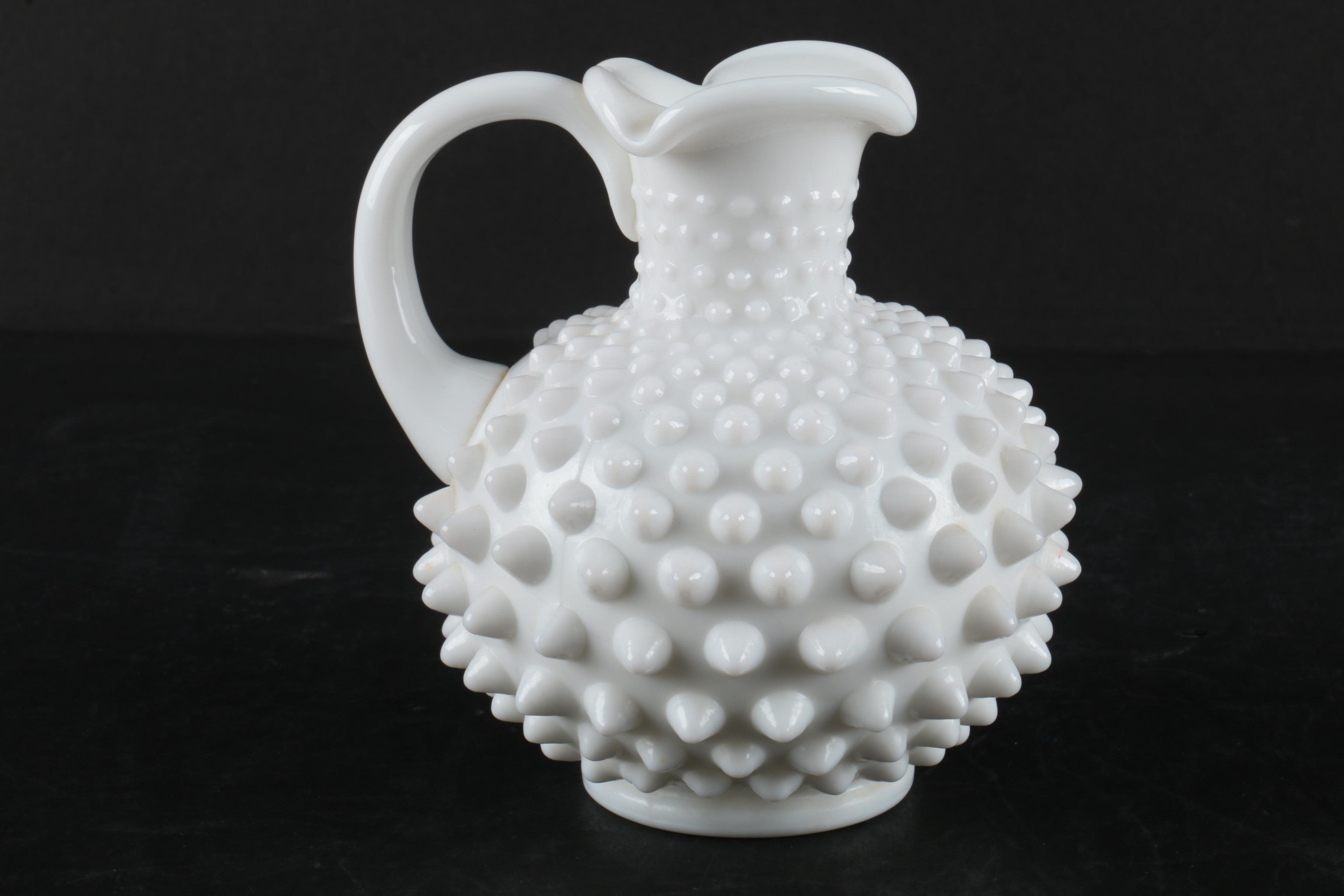 Vintage Hobnail Milk Glass Vases and Perfume Bottles