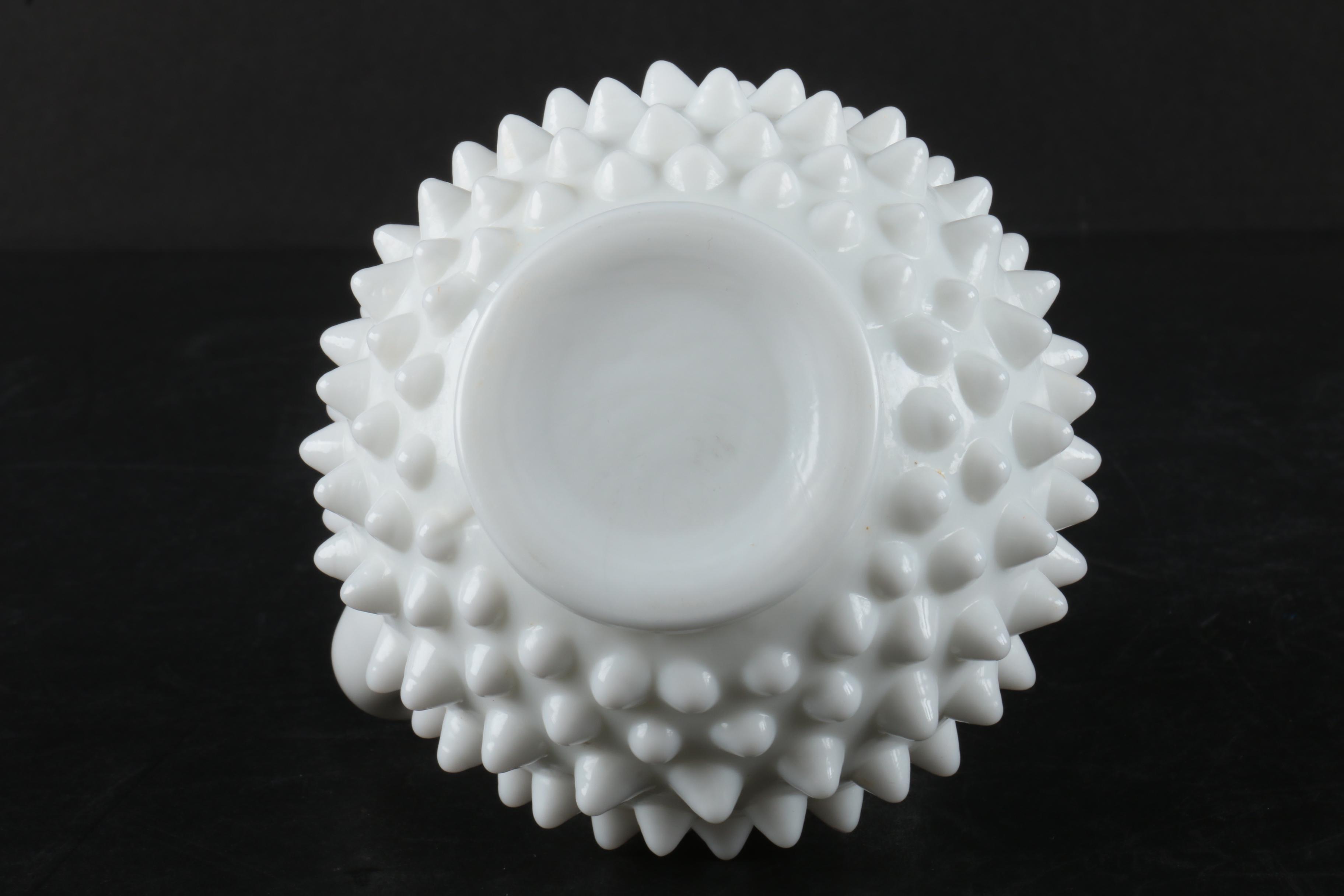 Vintage Hobnail Milk Glass Vases and Perfume Bottles