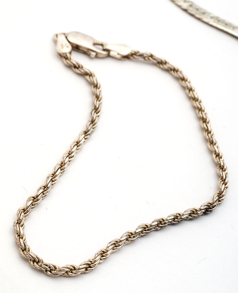 Sterling Silver Herringbone and Rope Chain Jewelry