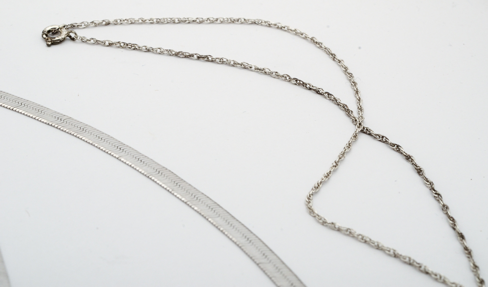 Sterling Silver Herringbone and Rope Chain Jewelry