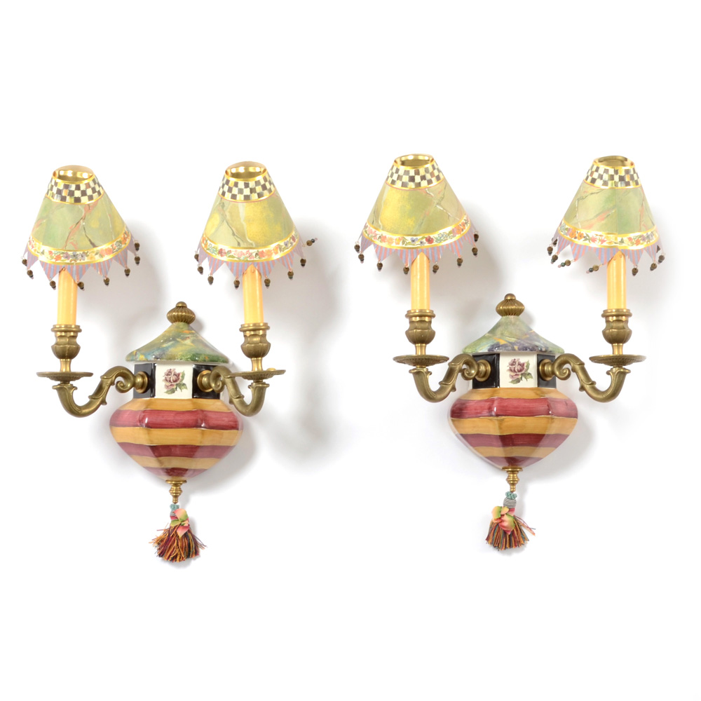 MacKenzie-Childs Pair of Double Wall Sconces