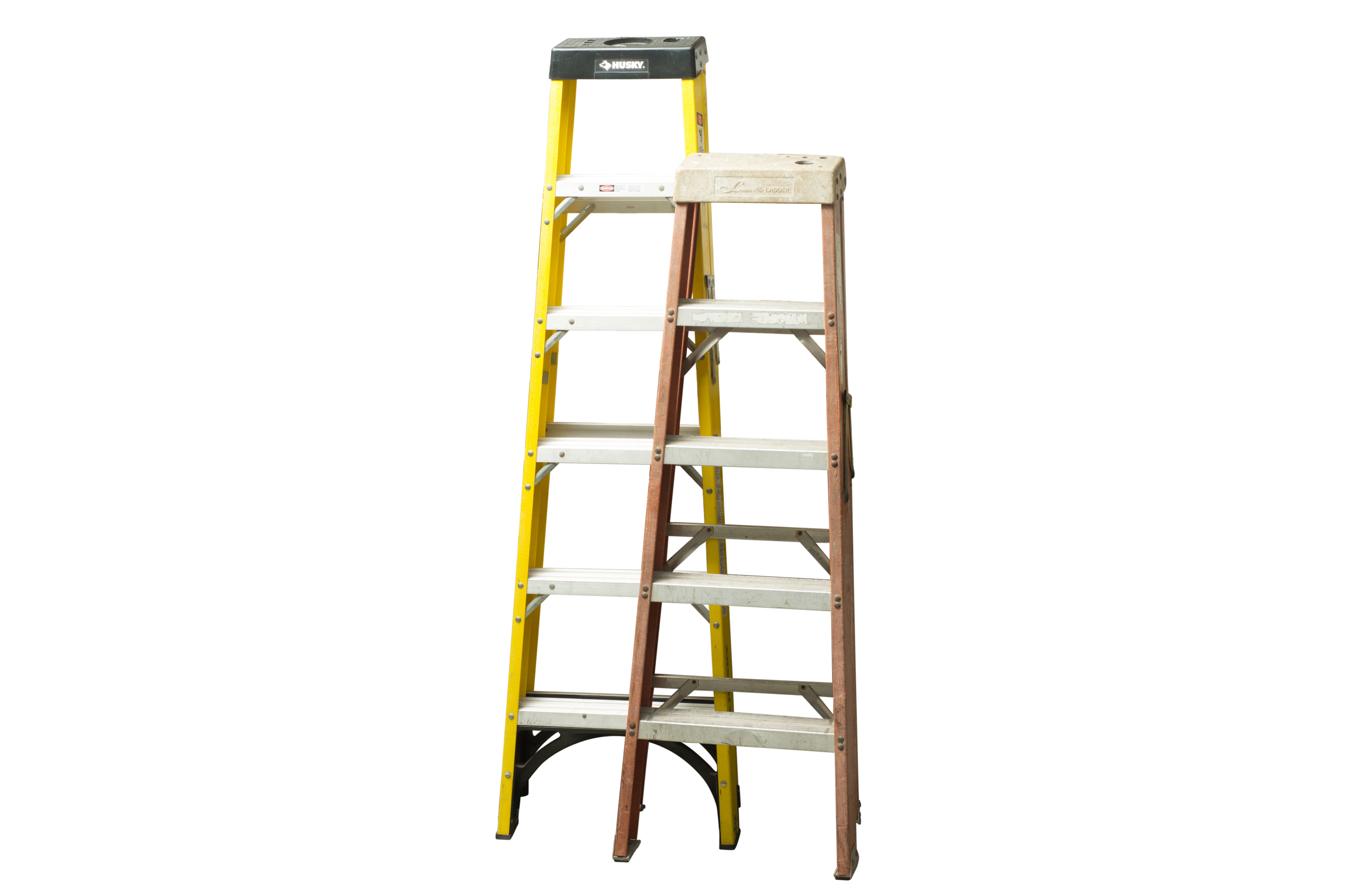 Pair of Folding A-Frame Ladders by Louisville Ladders and Husky