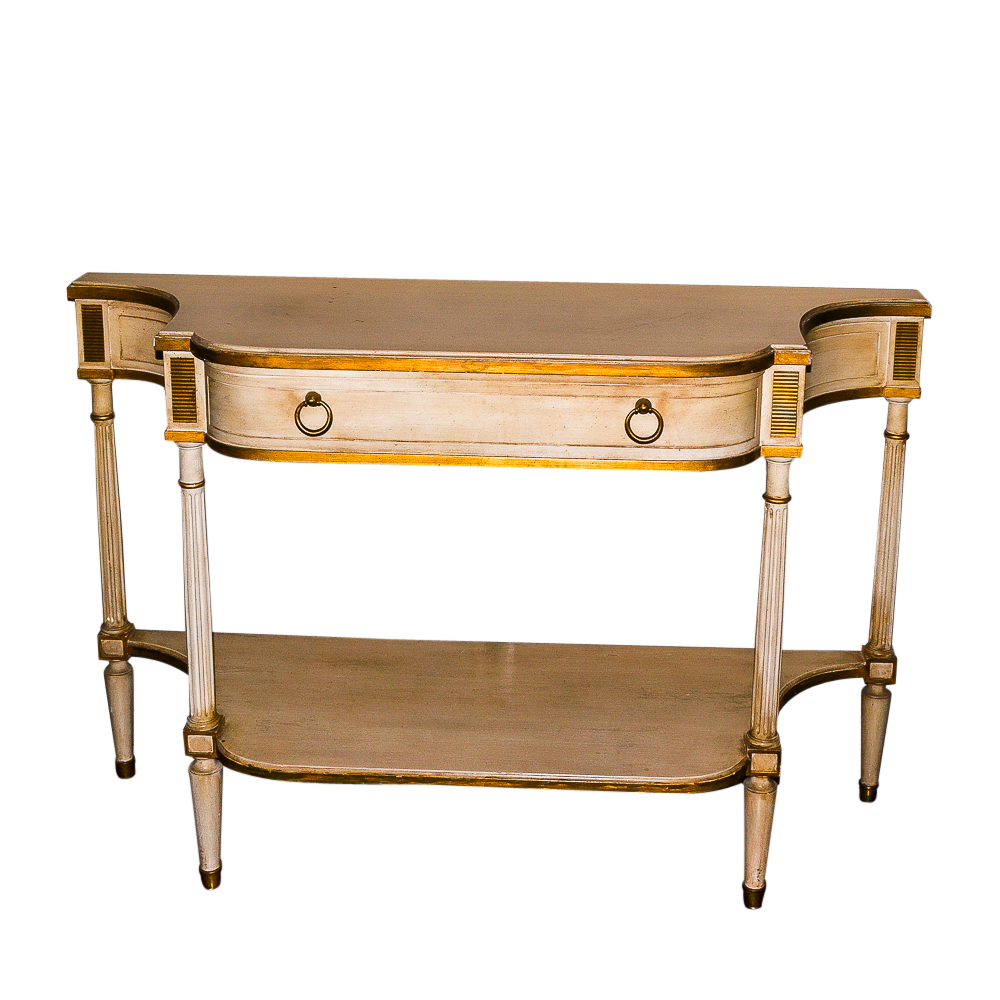 Cream and Gold Louis XVI Style Console Table by Baker Furniture