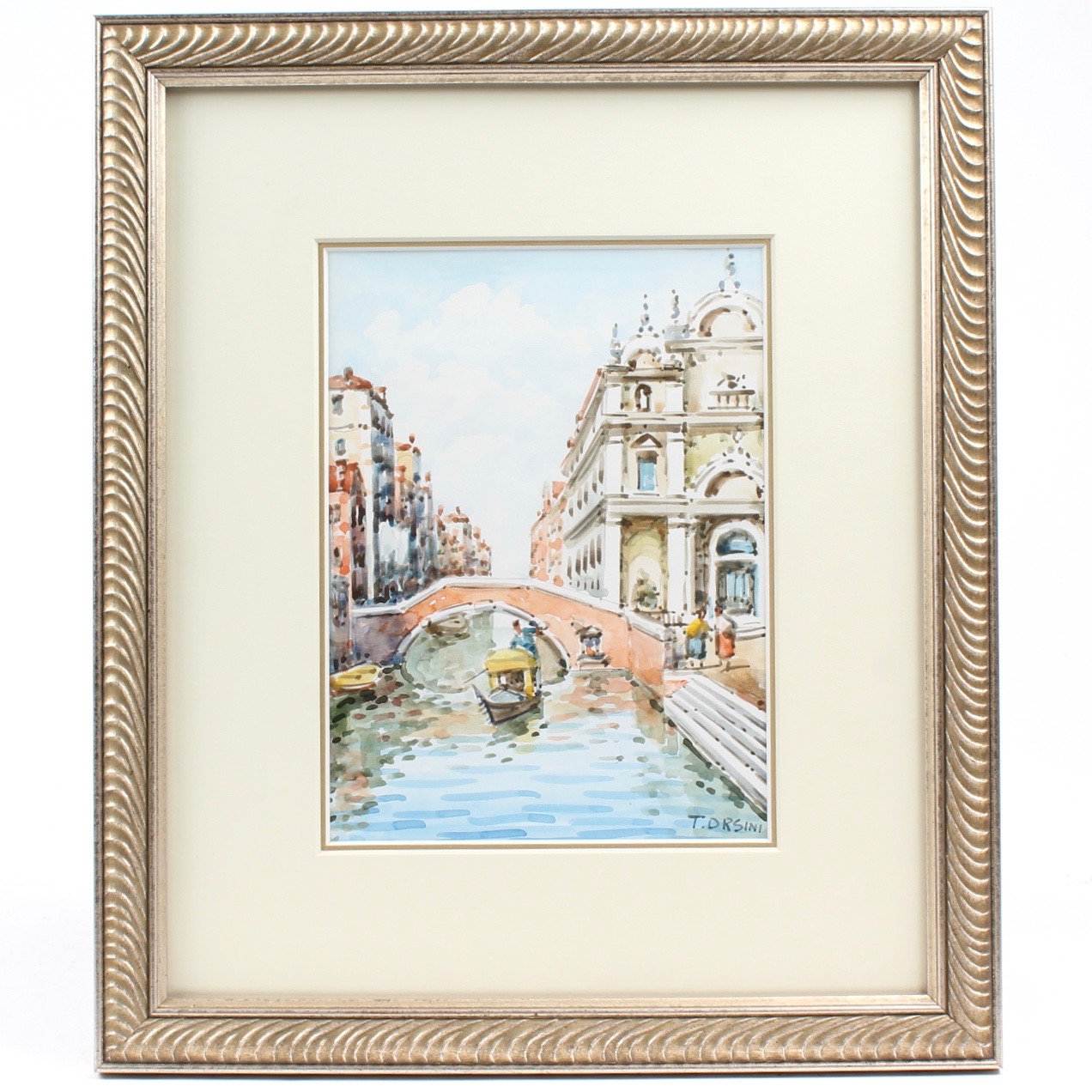 T. Orsini Venetian Canal Scene Watercolor Painting