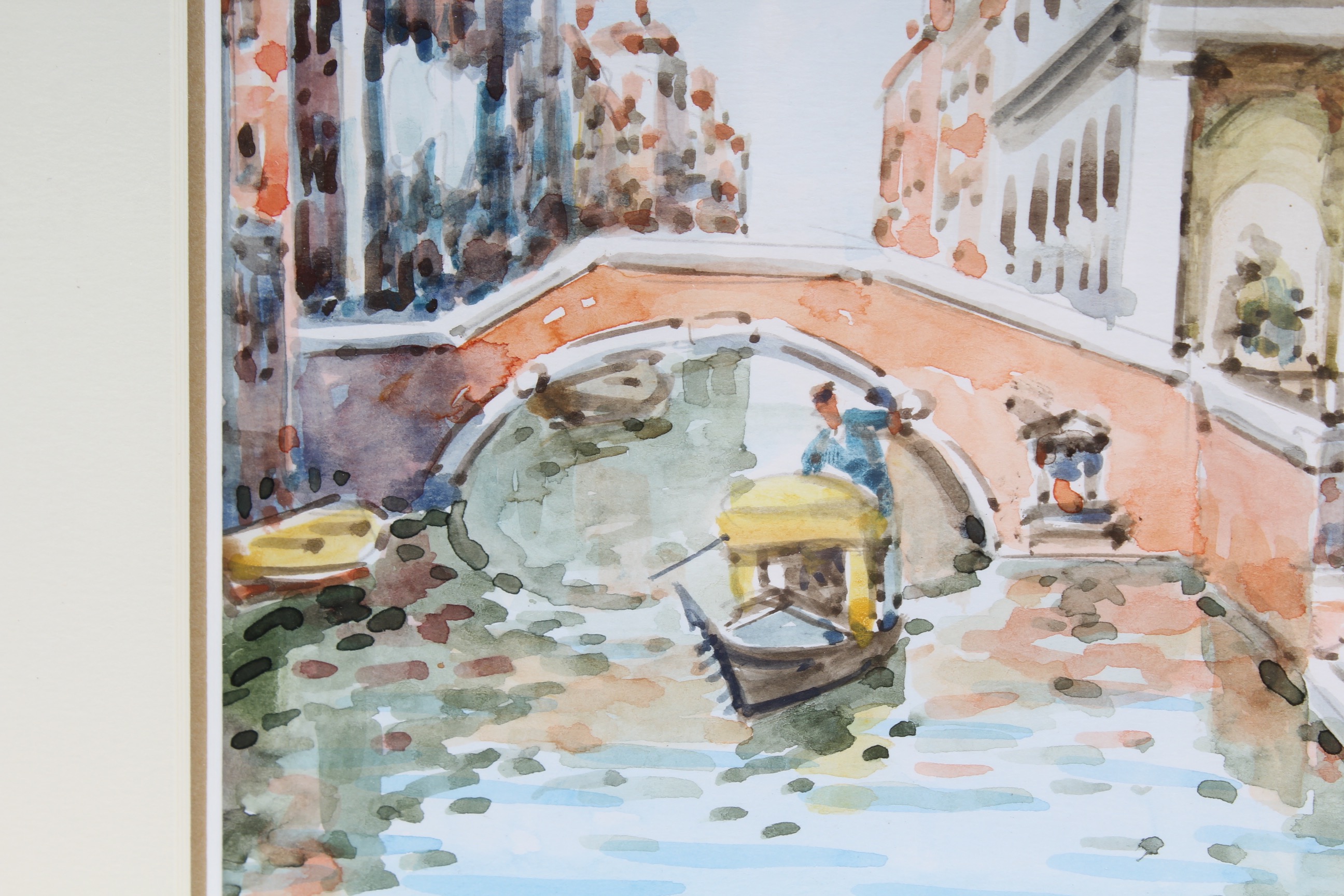T. Orsini Venetian Canal Scene Watercolor Painting